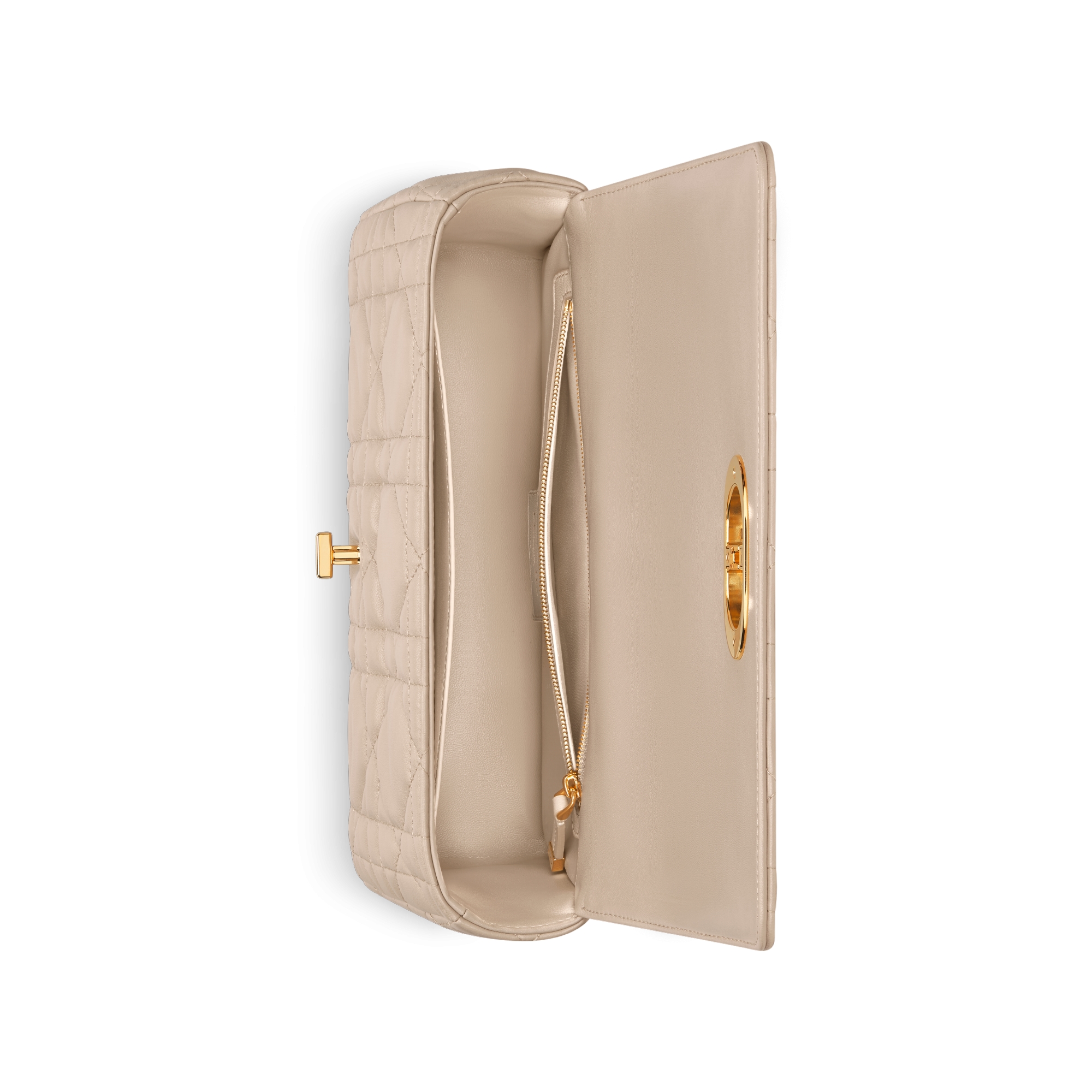 Medium Soft Dior Caro Bag Powder Beige Macrocannage Lambskin E06