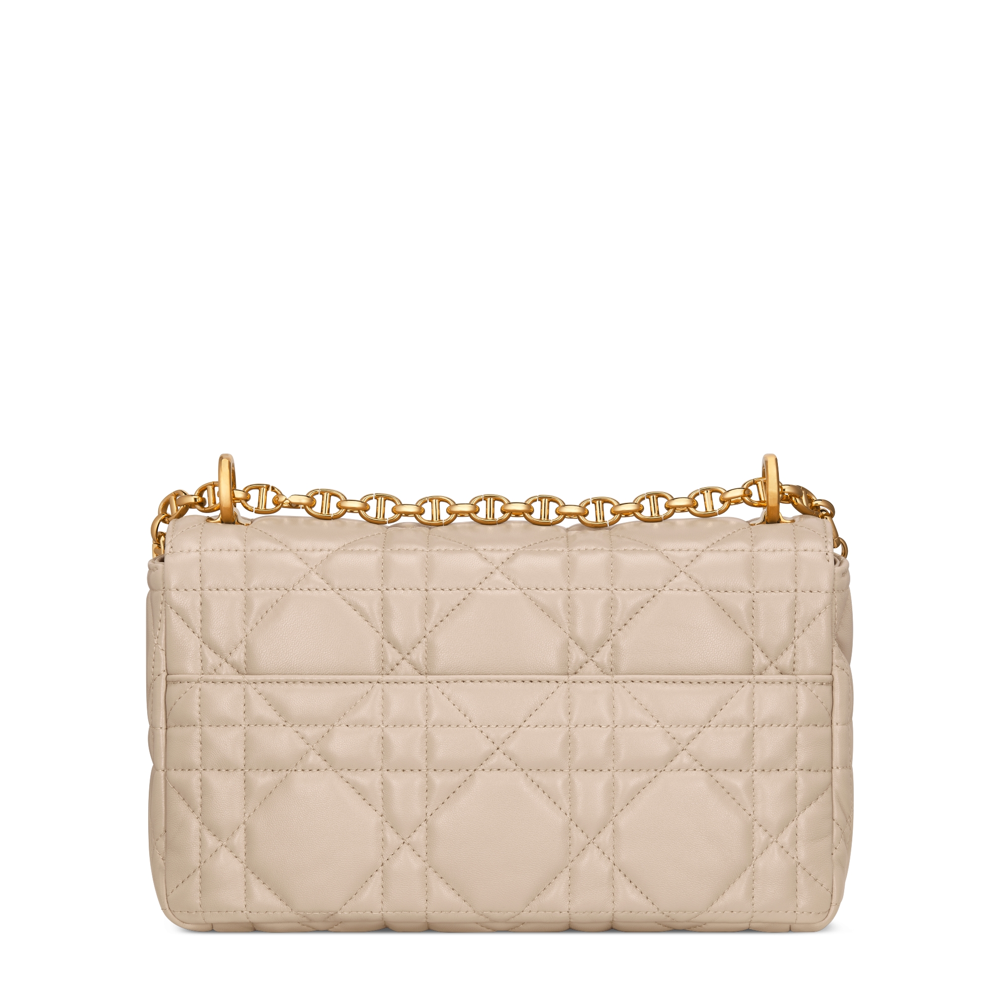 Medium Soft Dior Caro Bag Powder Beige Macrocannage Lambskin E08