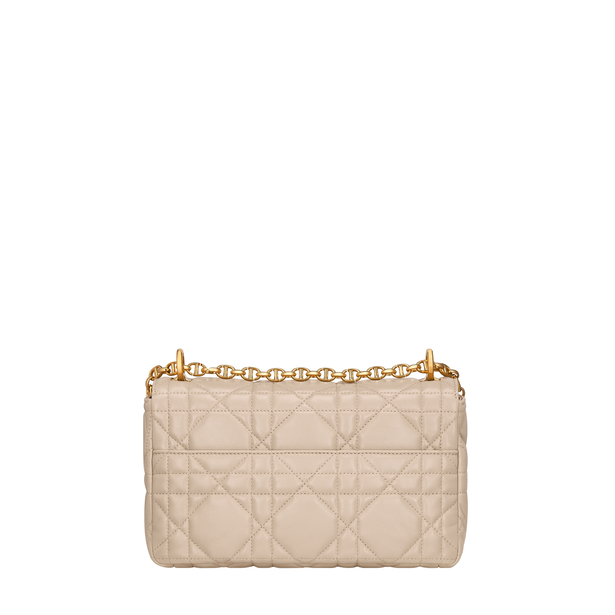 Medium Soft Dior Caro Bag Powder Beige Macrocannage Lambskin E08