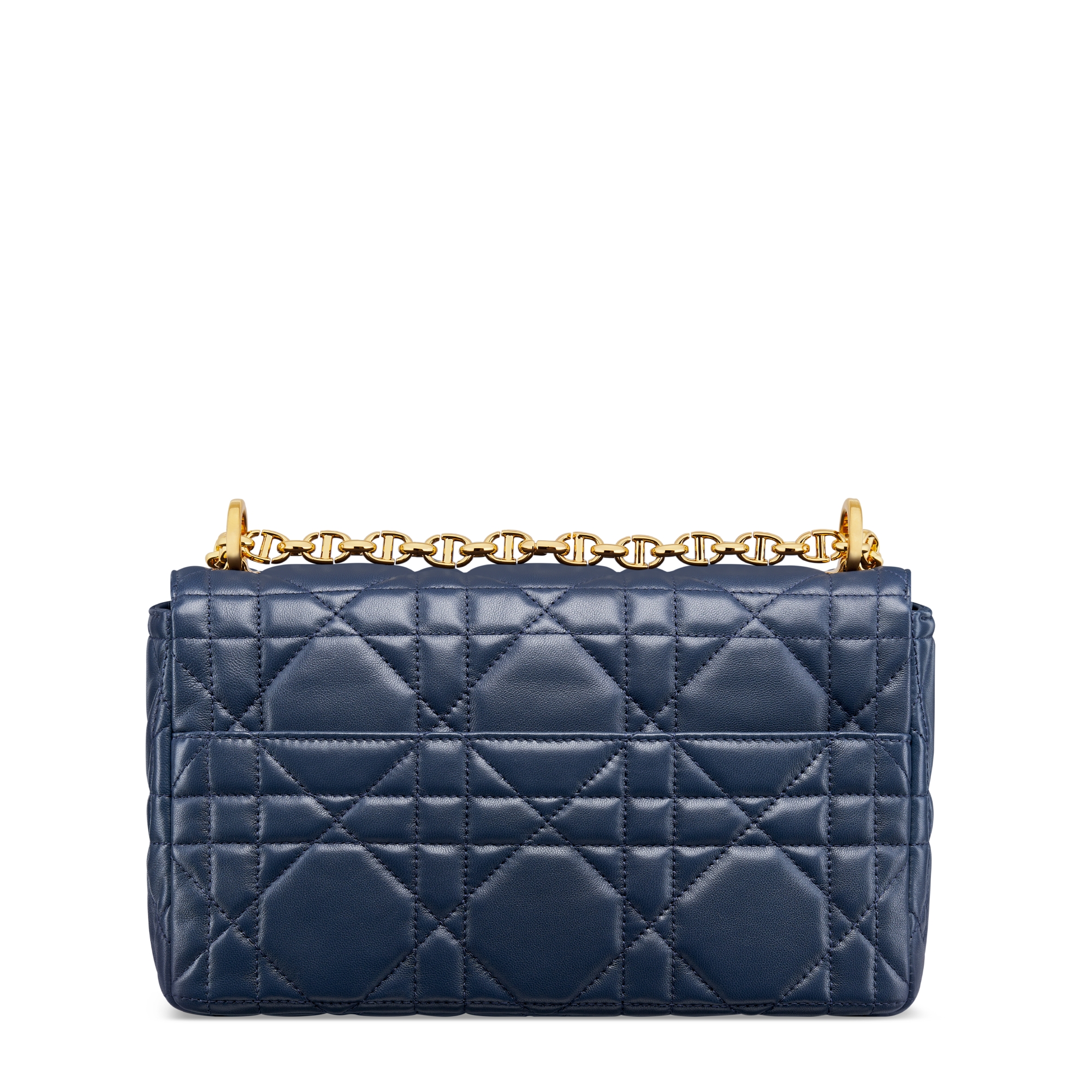 Bolso mediano Soft Dior Caro Piel de cordero Macrocannage azul océano E08