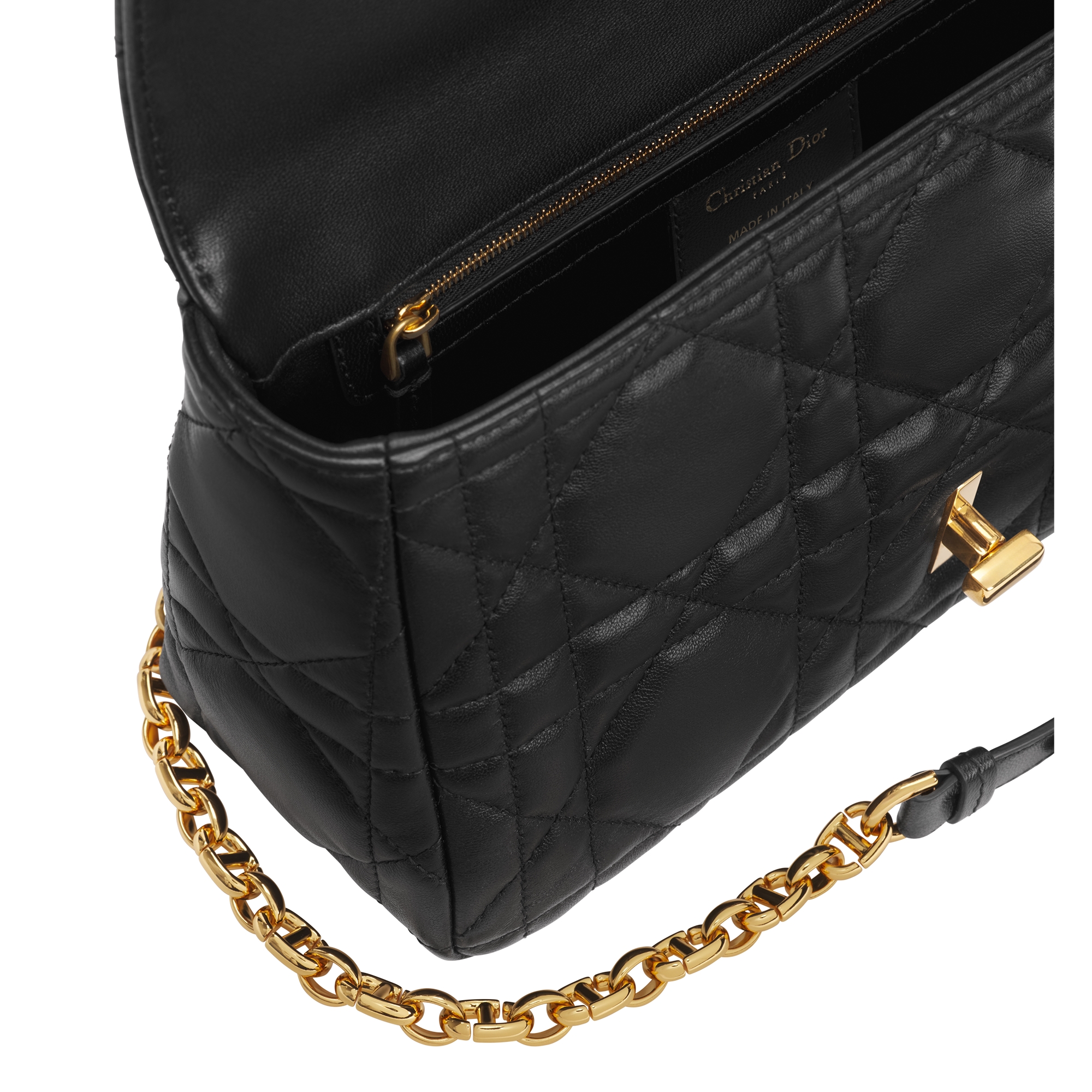 Medium Soft Dior Caro Bag Black Macrocannage Lambskin E06