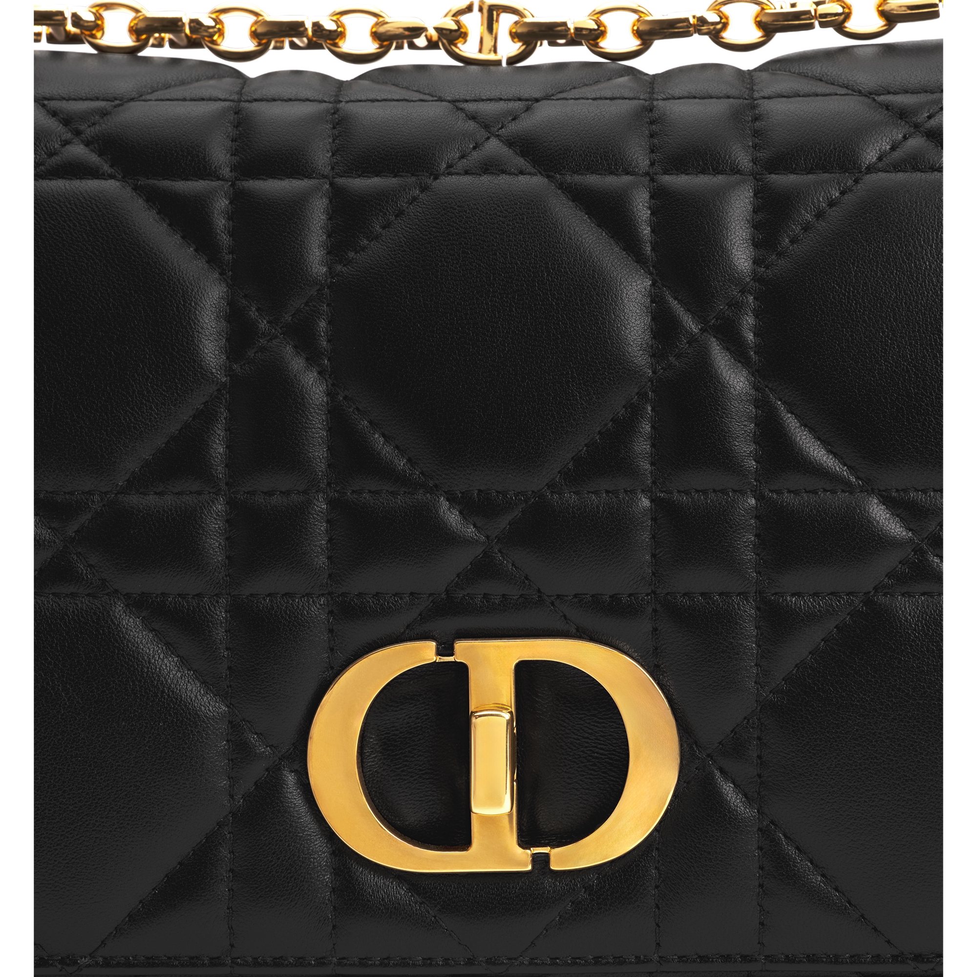 Medium Soft Dior Caro Bag Black Macrocannage Lambskin E10