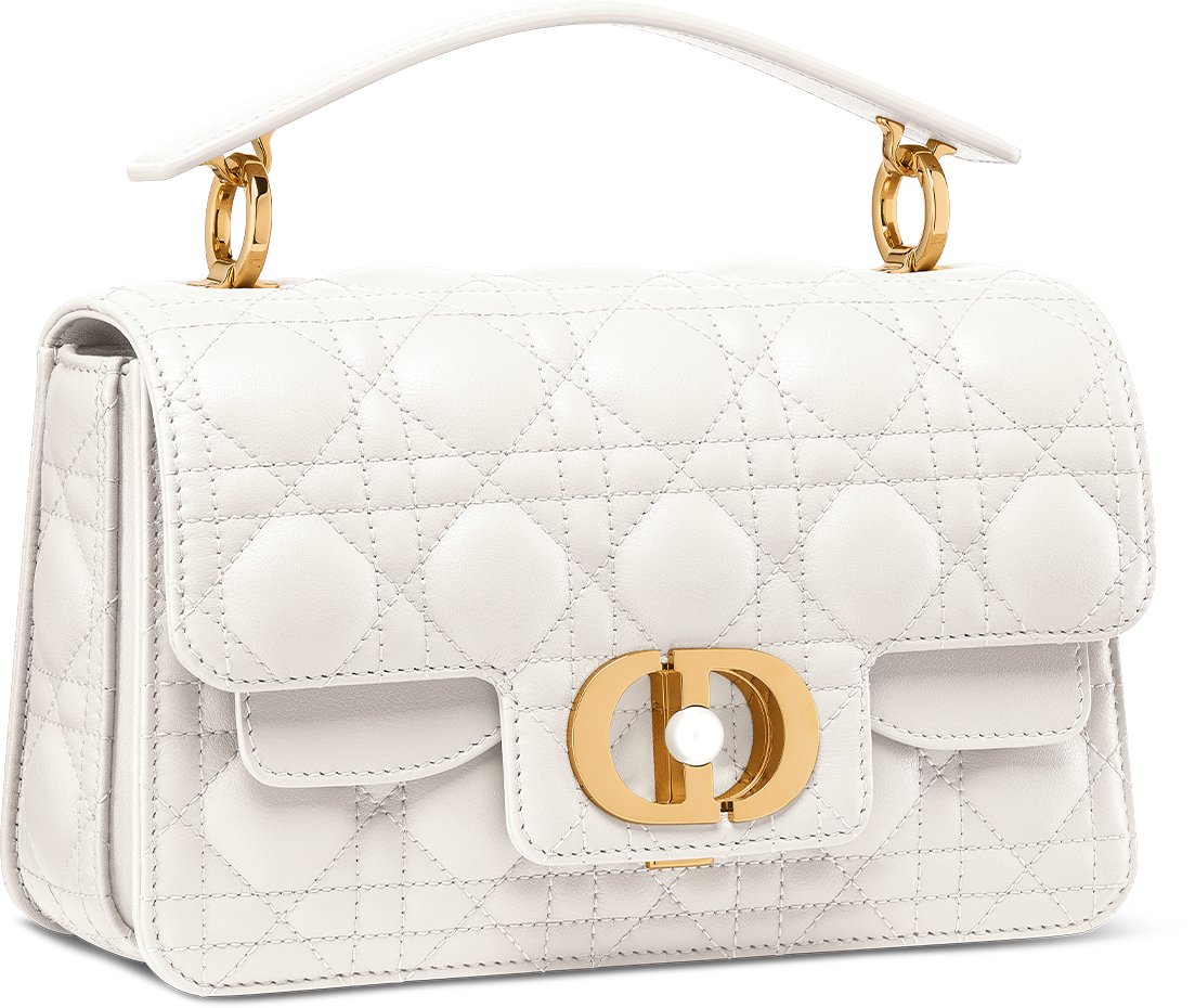 DIOR Small Dior Jolie Top Handle Bag Latte Cannage Calfskin Women