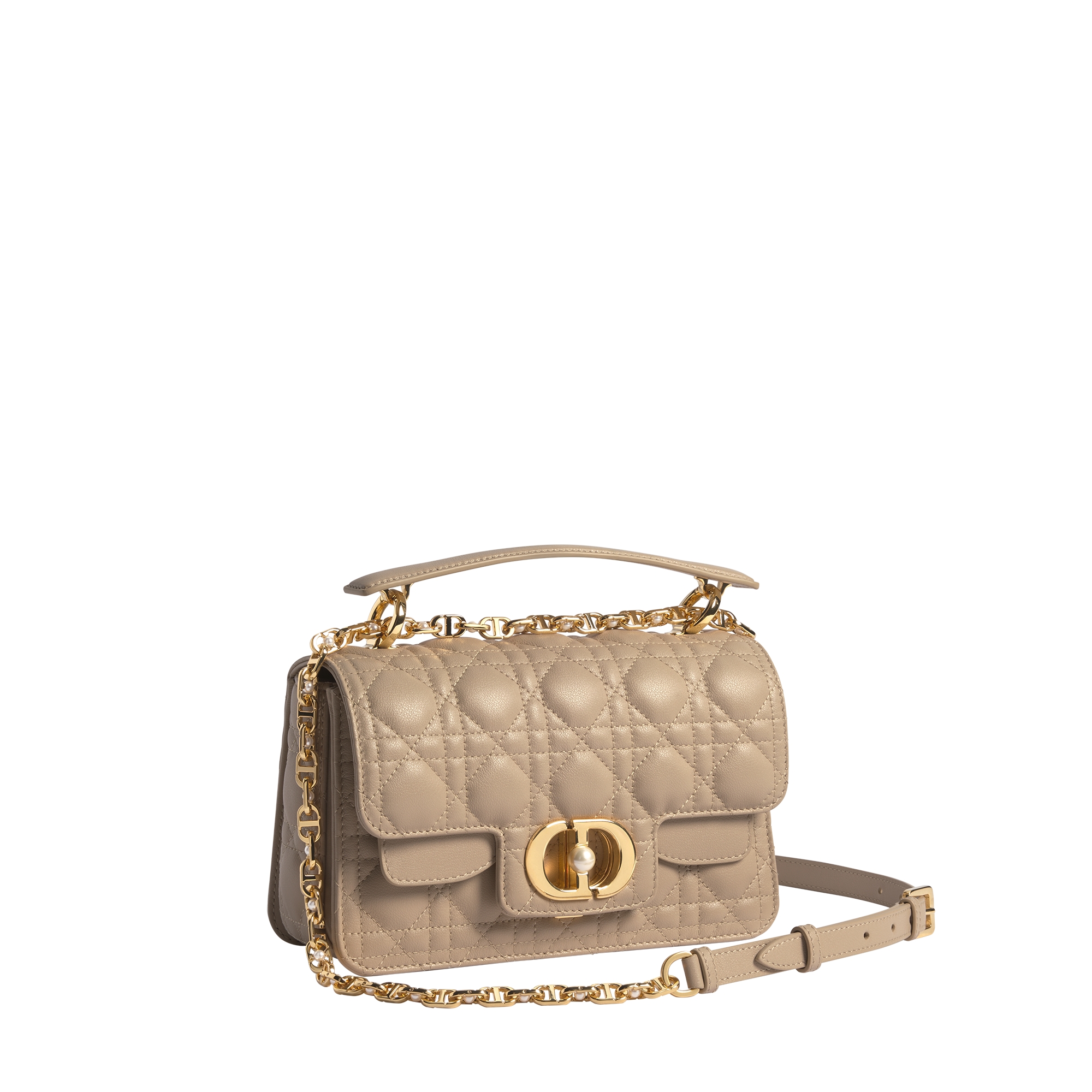 Small Dior Jolie Top Handle Bag Powder Beige Cannage Calfskin E03