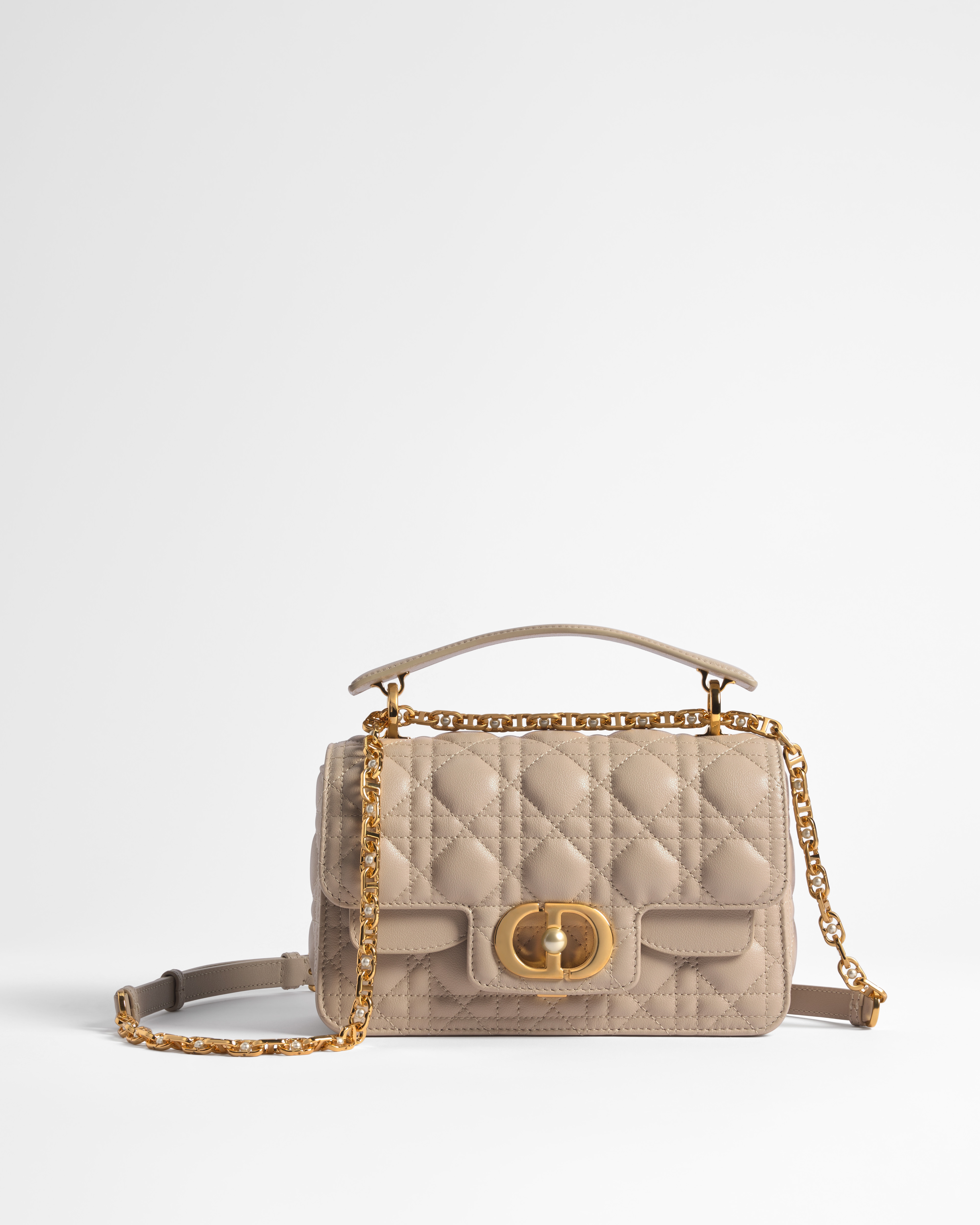 Kleine Dior Jolie Top Handle Tasche Cannage Kalbsleder in Puderbeige E01