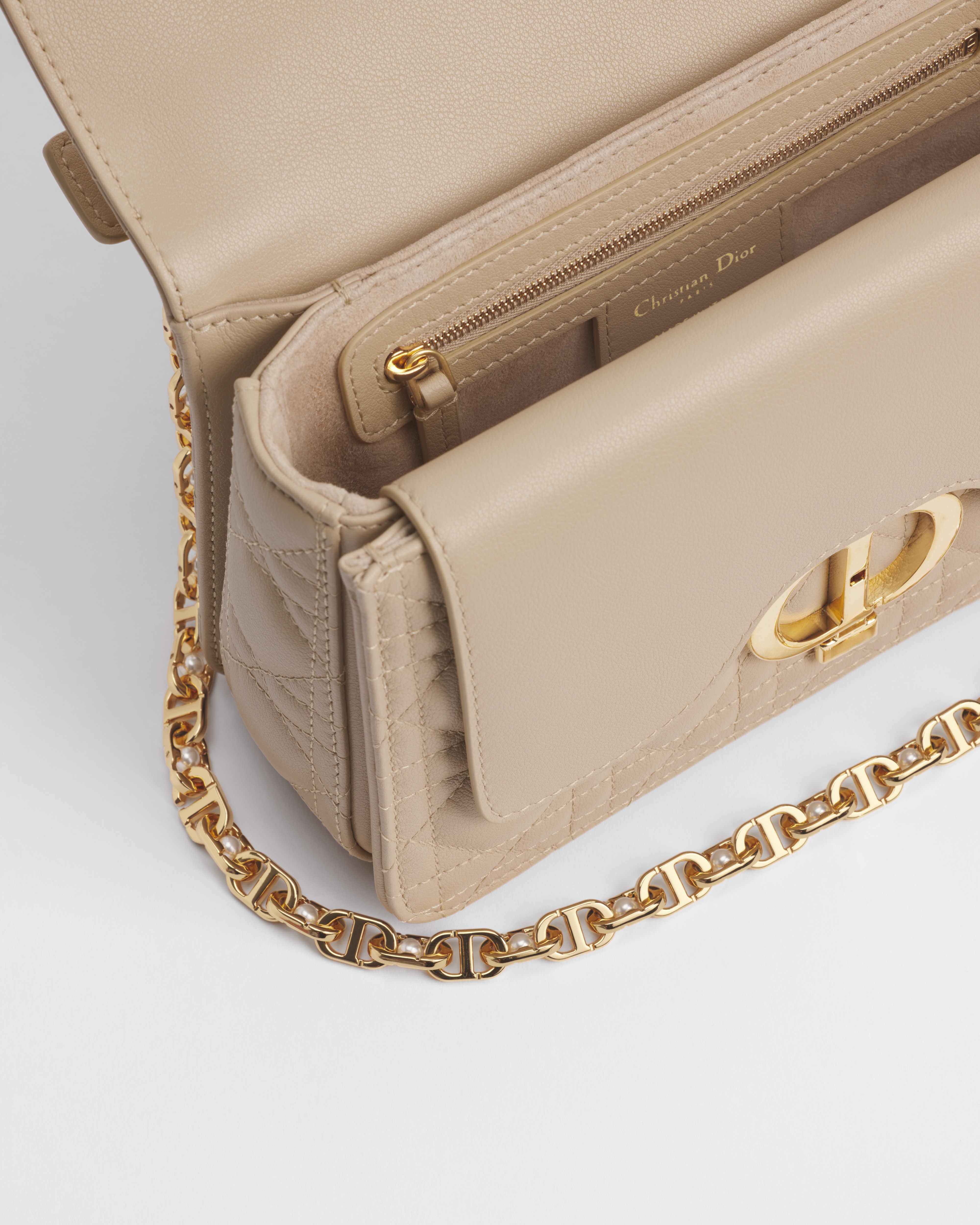 Kleine Dior Jolie Top Handle Tasche Cannage Kalbsleder in Puderbeige E06