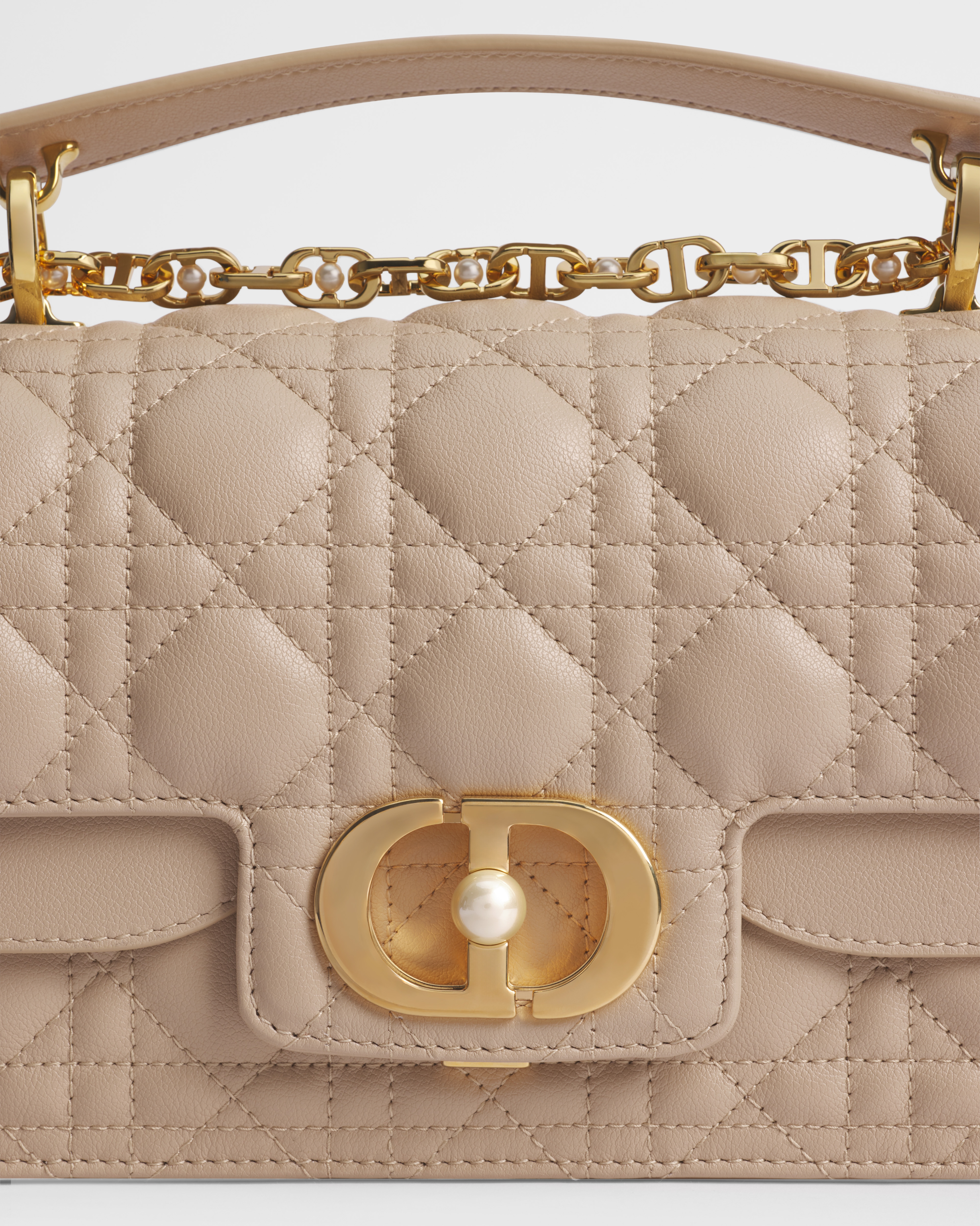 Small Dior Jolie Top Handle Bag Powder Beige Cannage Calfskin E09