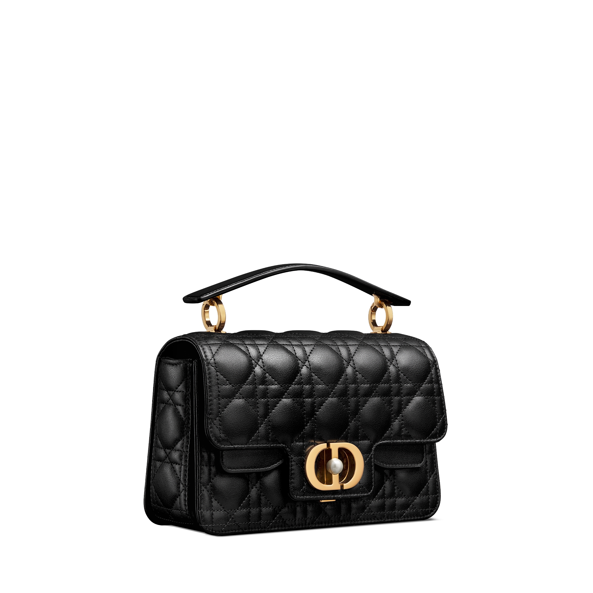 Kleine Dior Jolie Top Handle Tasche Cannage Kalbsleder in Schwarz E03