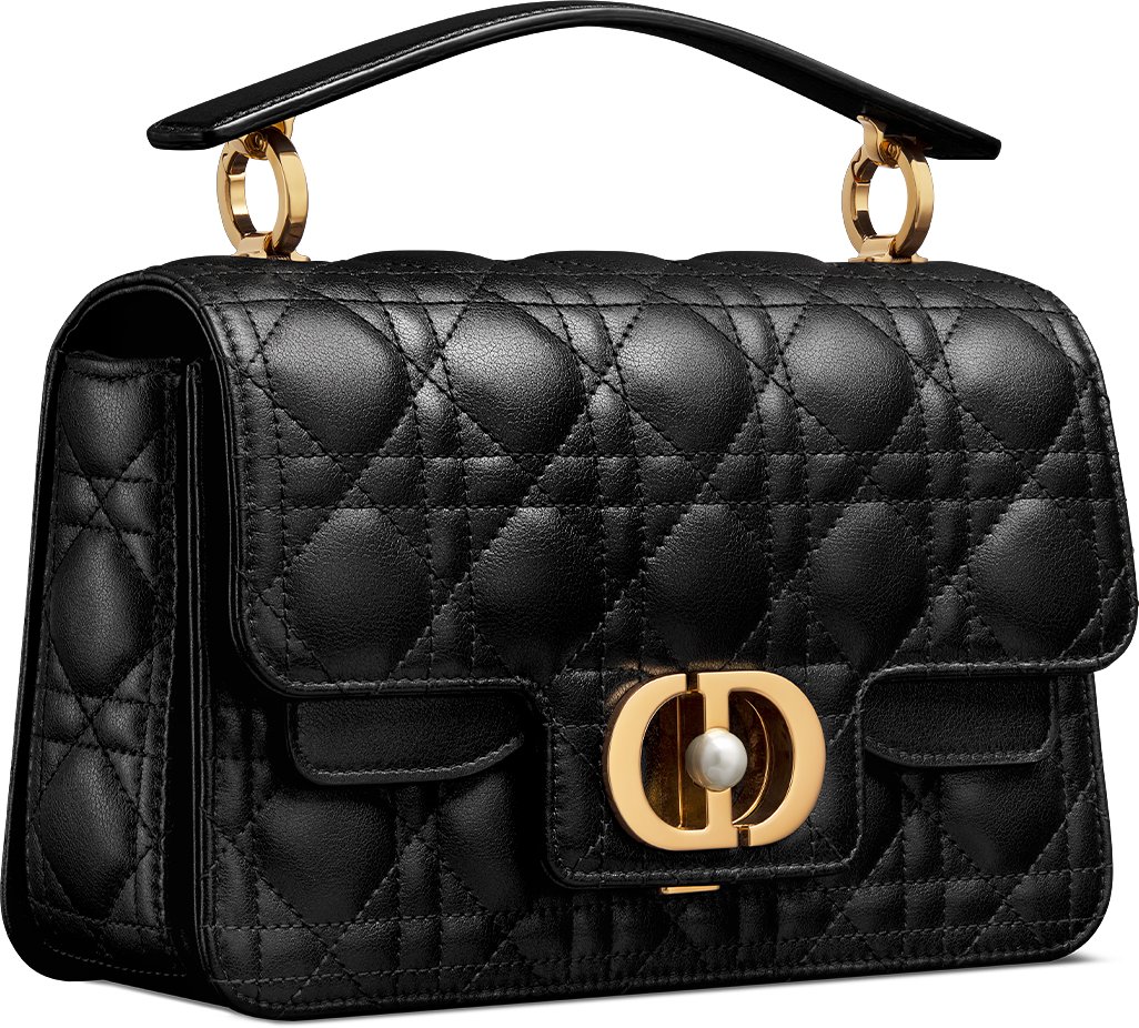 DIOR Small Dior Jolie Top Handle Bag Black Cannage Calfskin Women