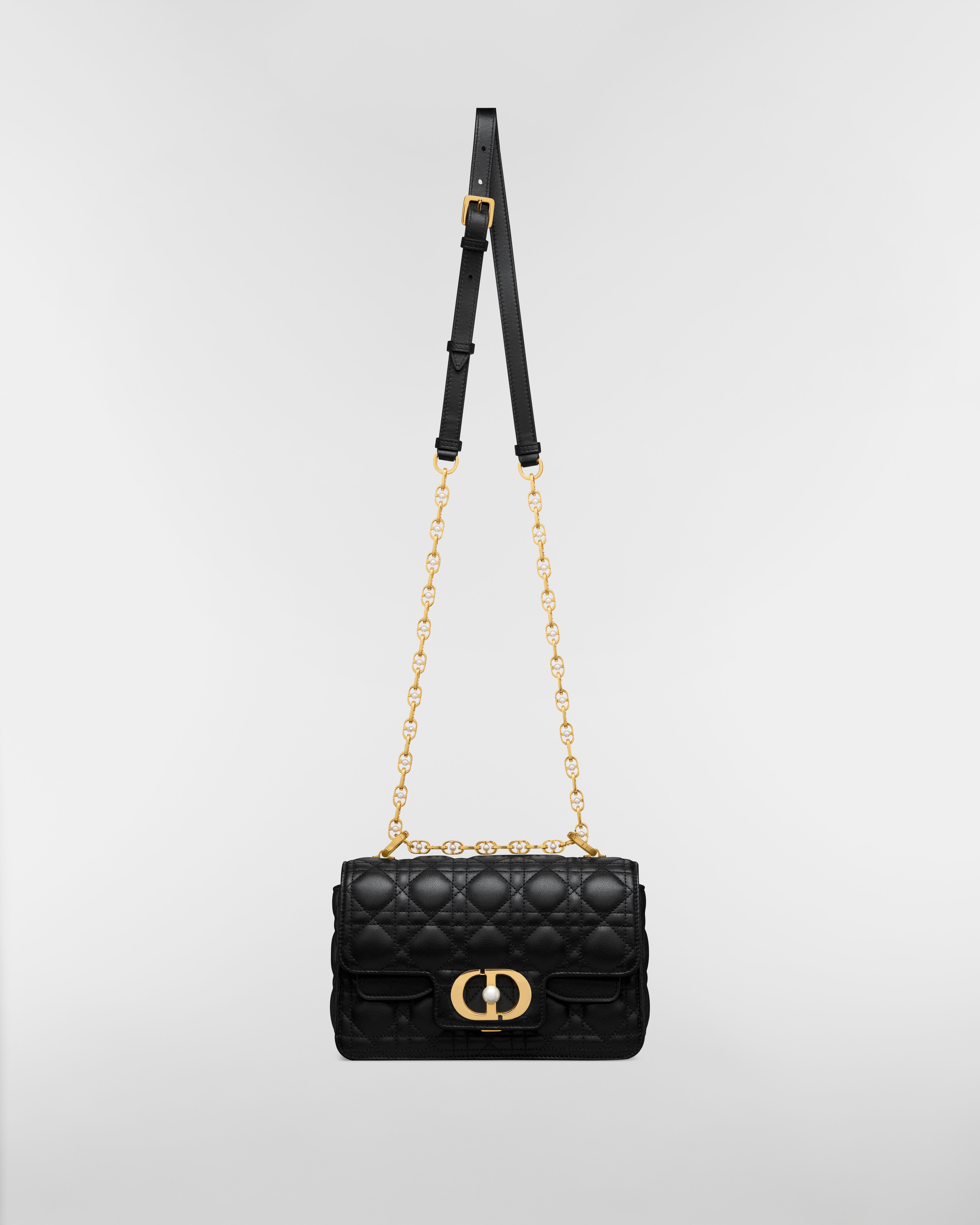 Bolsa Dior Jolie Top Handle pequena Couro de vitelo Cannage preto E07