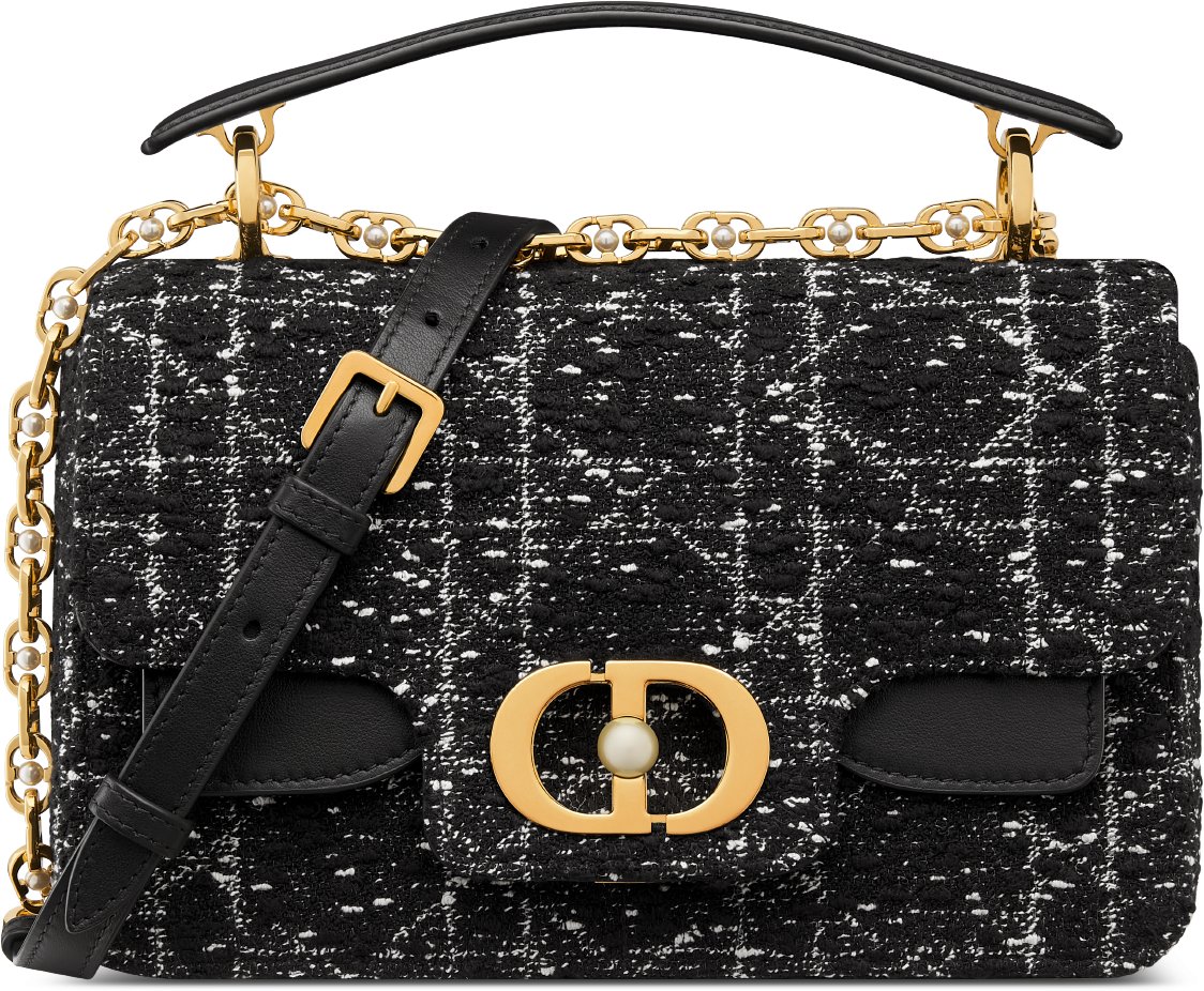 Sac Top Handle Dior Jolie Small Tweed Cannage noir DIOR