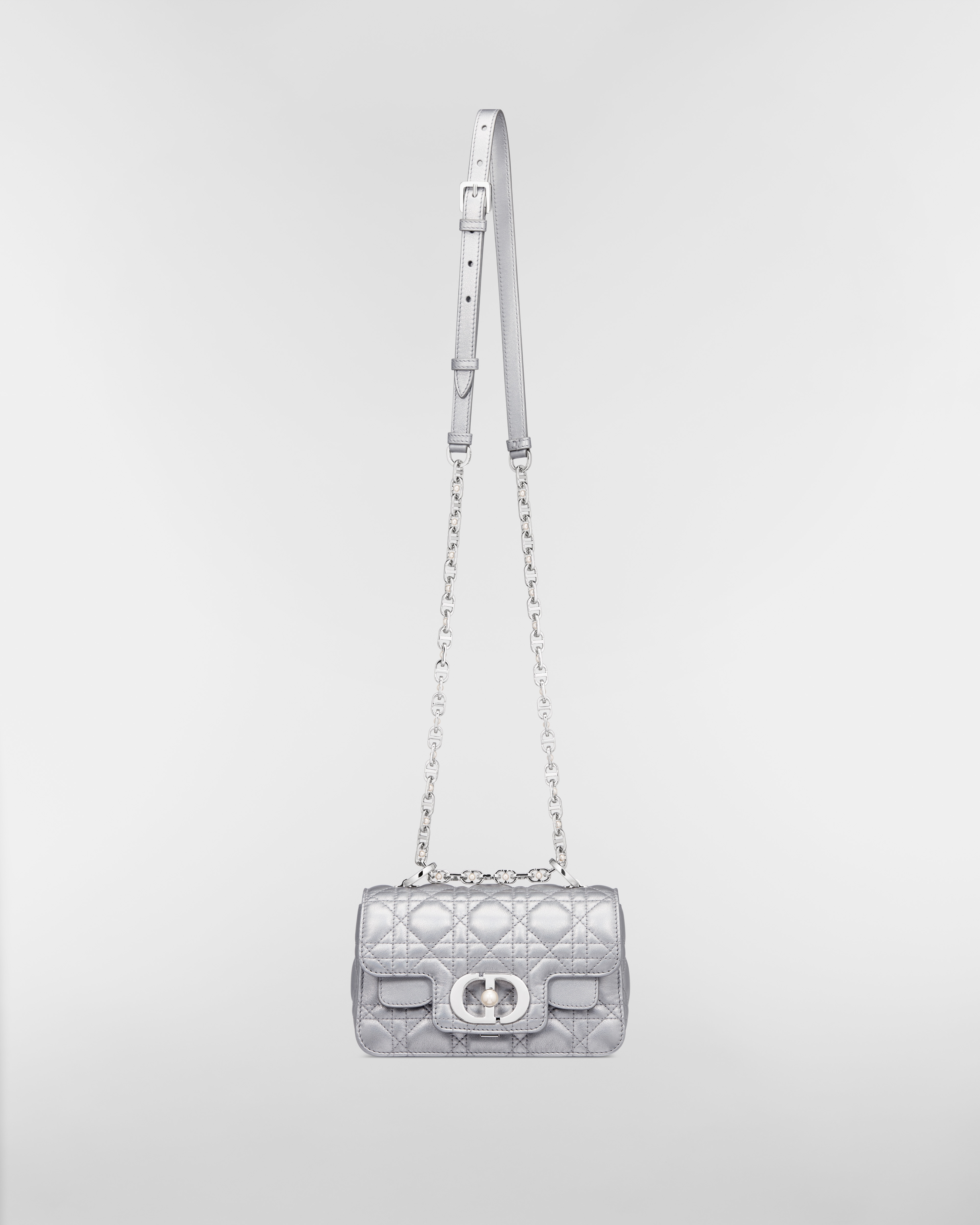 Mini Dior Jolie Top Handle Bag Silver-Tone Iridescent Metallic Cannage Calfskin E07