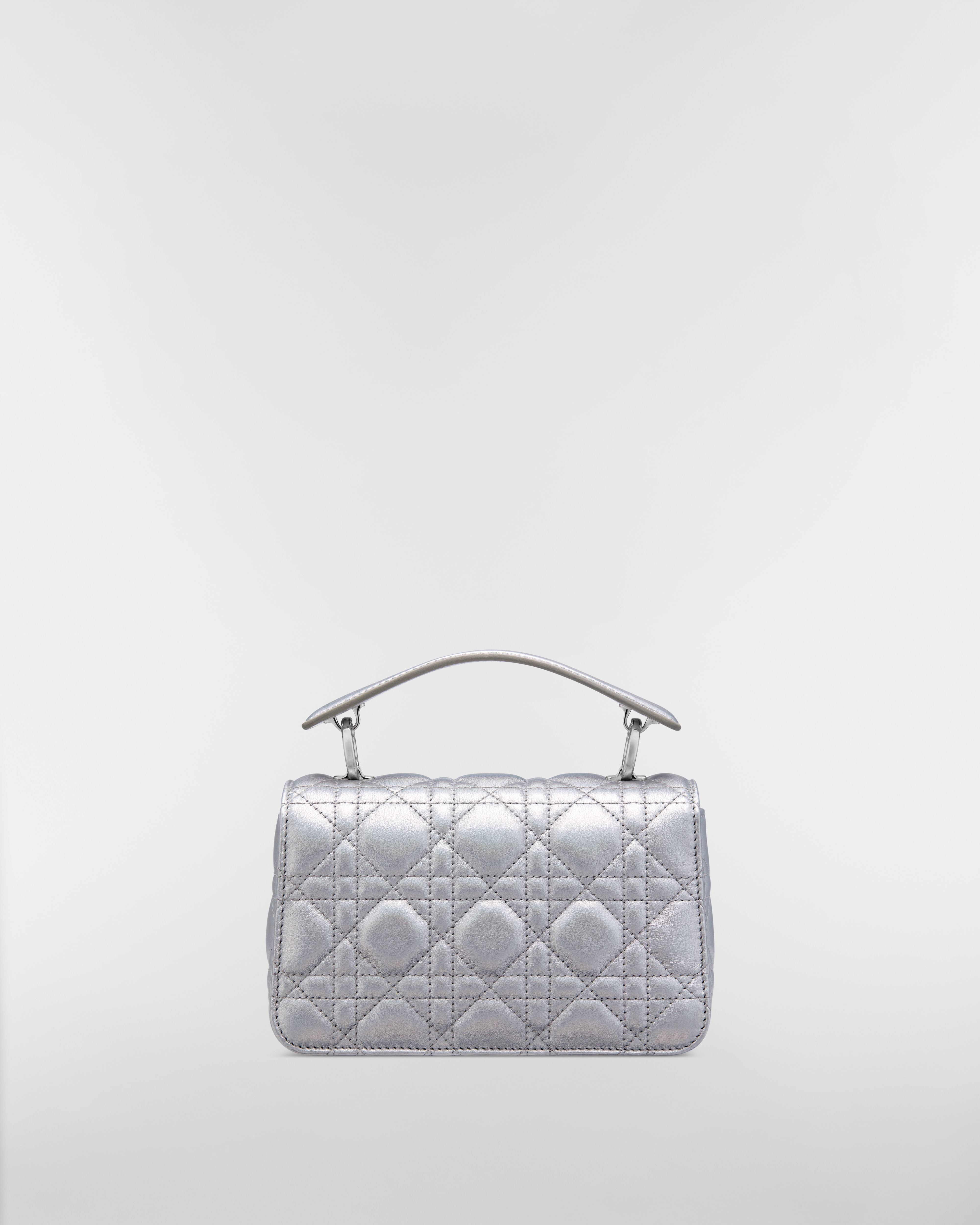 Mini Dior Jolie Top Handle Bag Silver-Tone Iridescent Metallic Cannage Calfskin E08