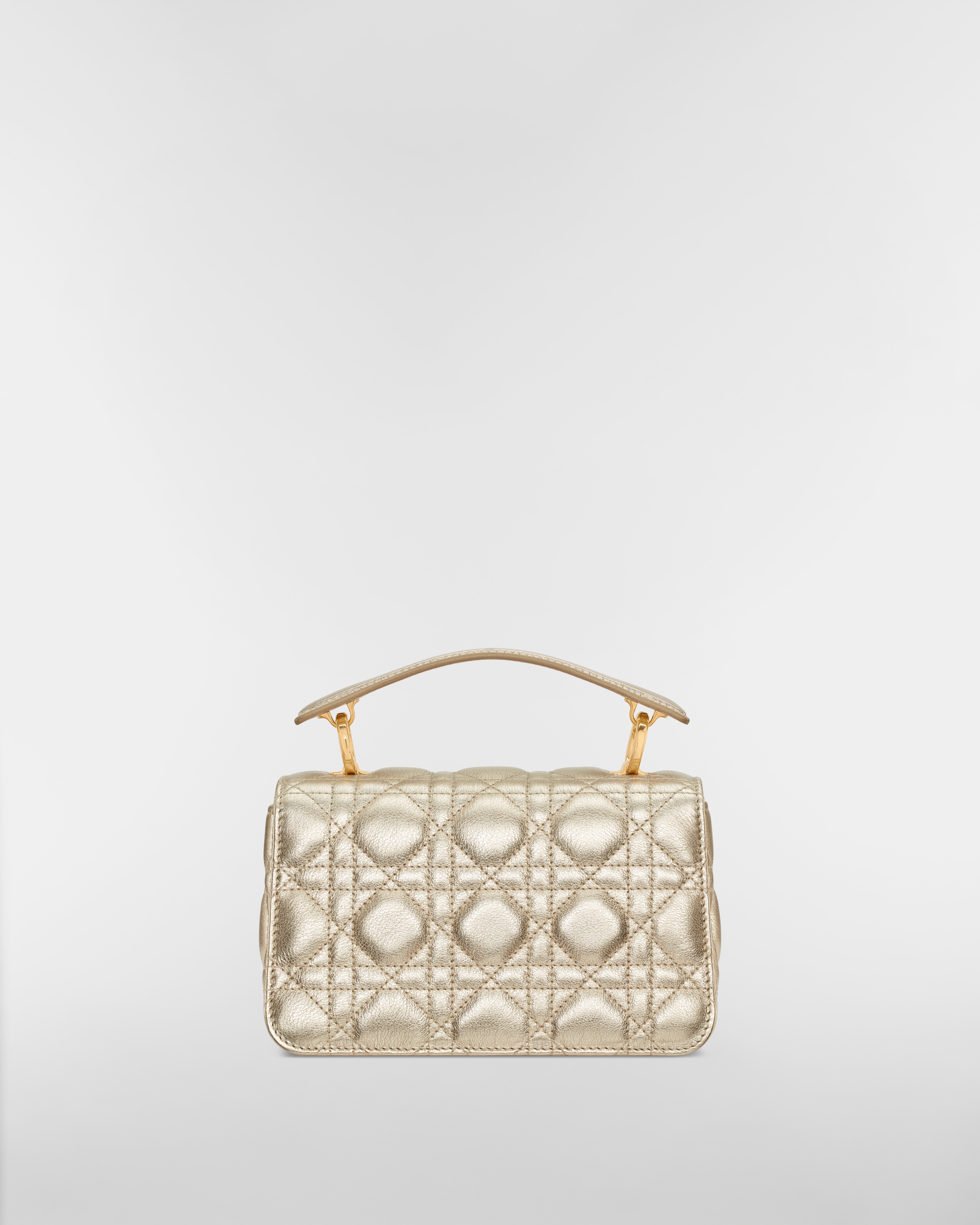 Mini Dior Jolie Top Handle Bag Metallic Gold-Tone Cannage Calfskin E08