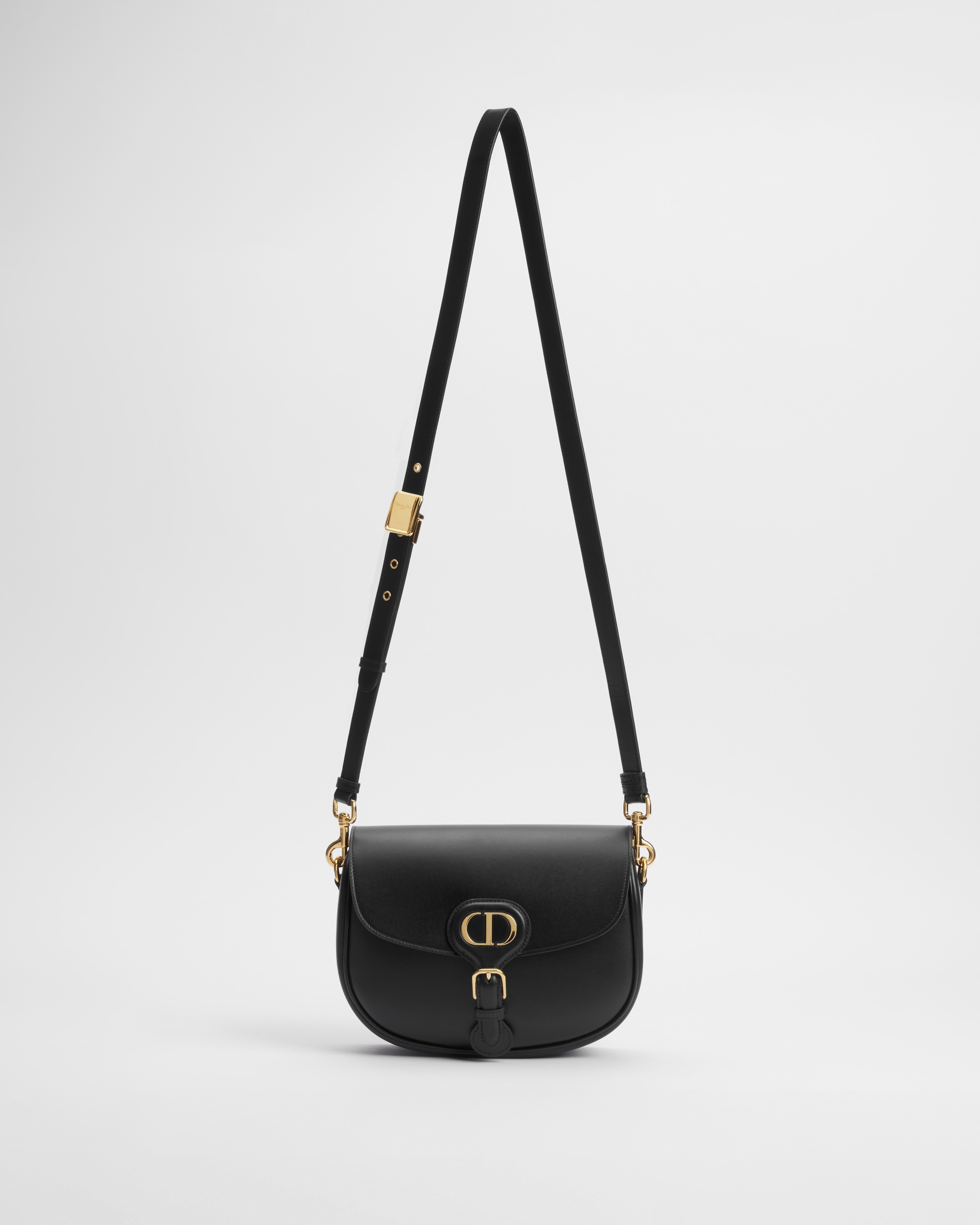 Mittelgroße Dior Bobby Tasche Boxcalf in Schwarz E07