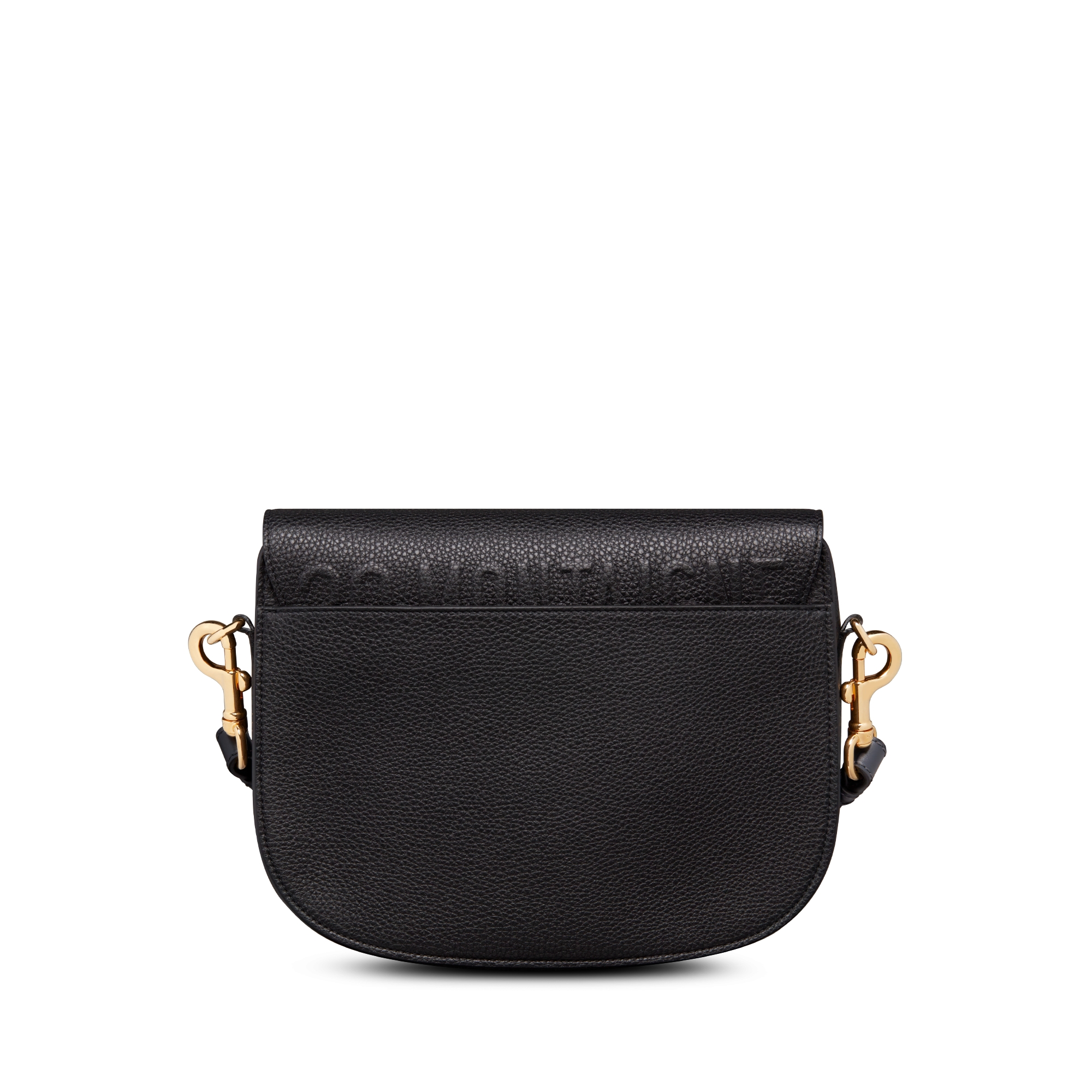 Bolso grande Dior Bobby Piel de becerro graneada negra con bandolera bordada con el motivo Dior Oblique azul E08