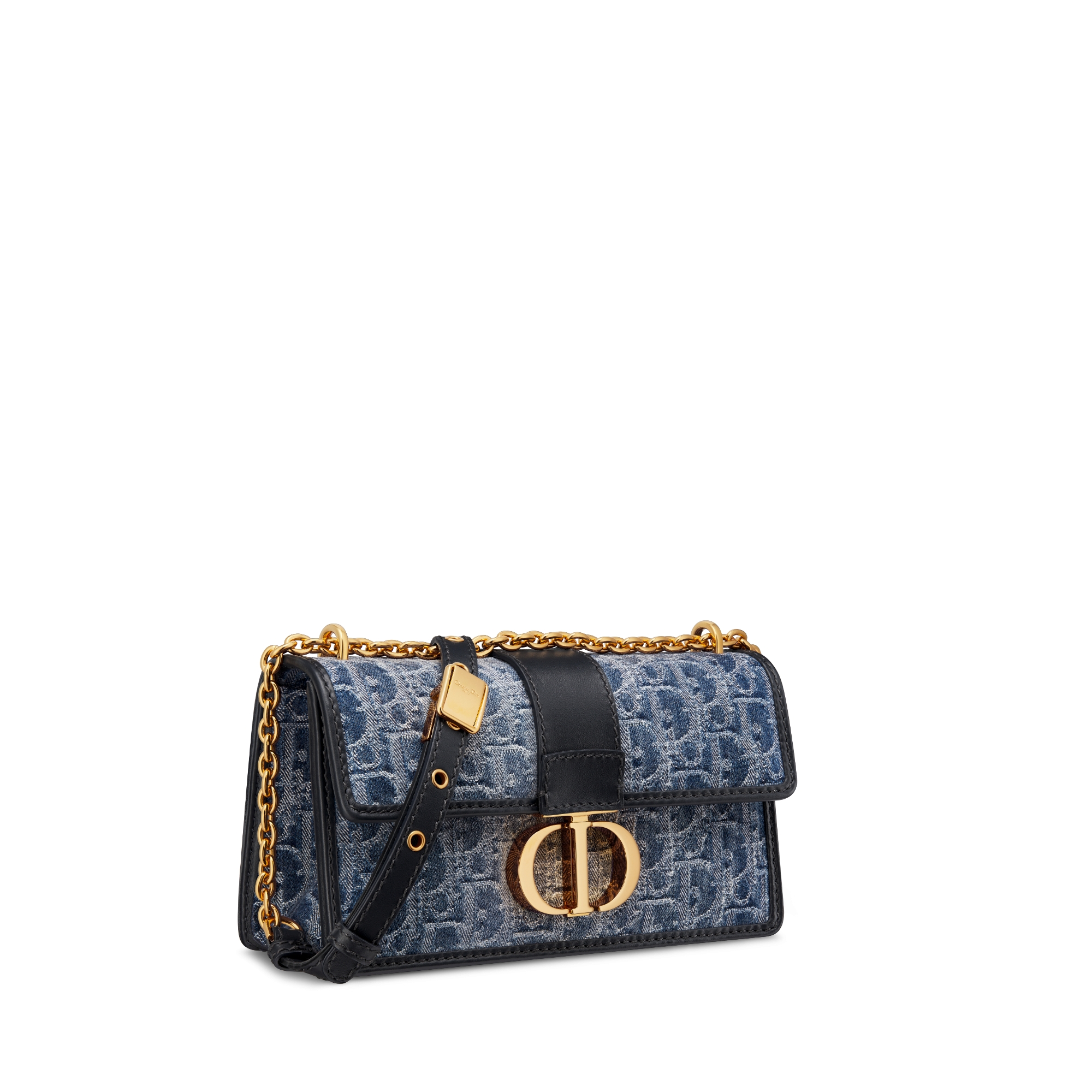 30 Montaigne East-West Bag with Chain Blue Denim Dior Oblique Jacquard E03