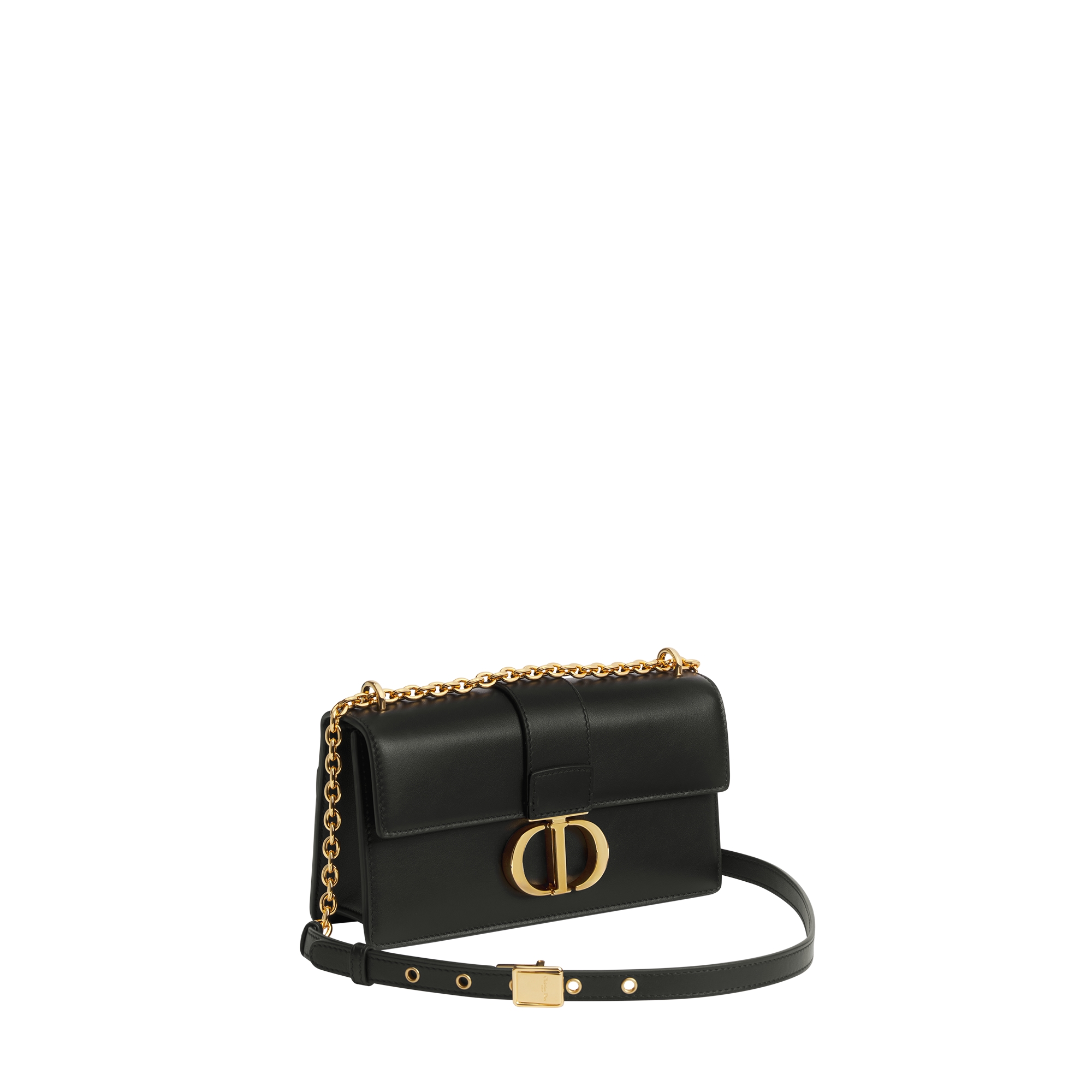 30 Montaigne East-West Bag with Chain Black Calfskin E03