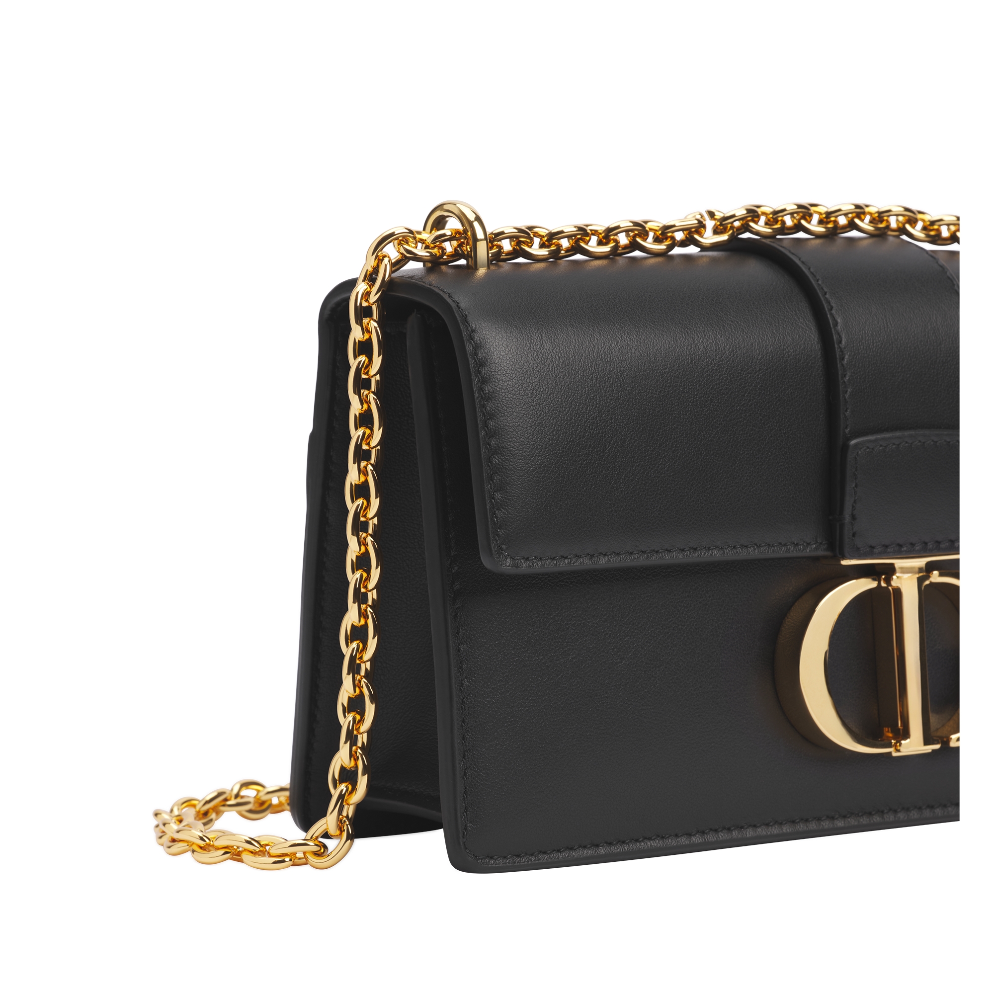 30 Montaigne East-West Bag with Chain Black Calfskin E09