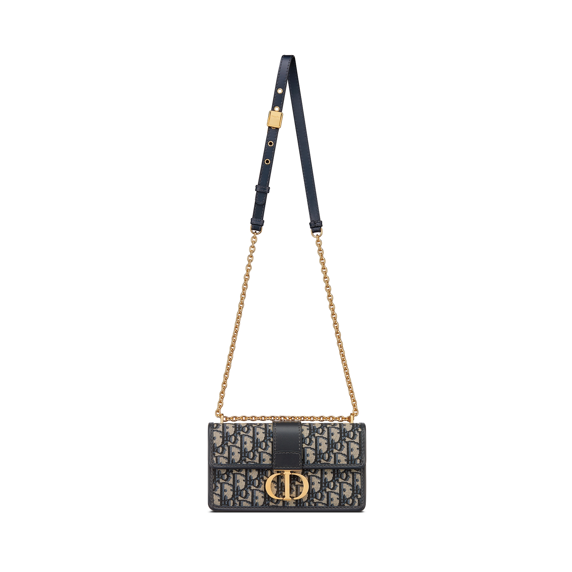 30 Montaigne East-West-tas met ketting Van blauwe Dior Oblique-jacquard E07