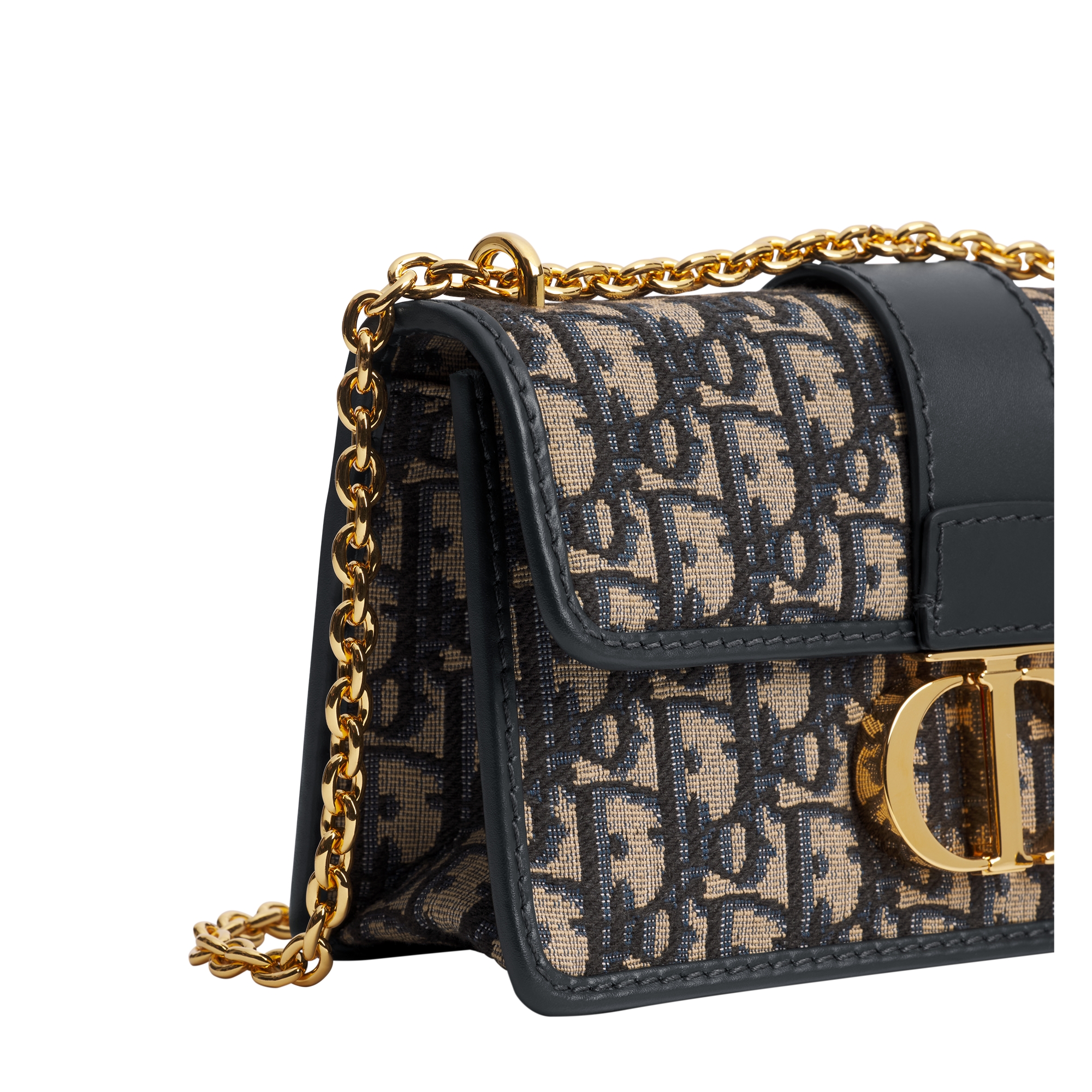 30 Montaigne East-West Bag with Chain Blue Dior Oblique Jacquard E10