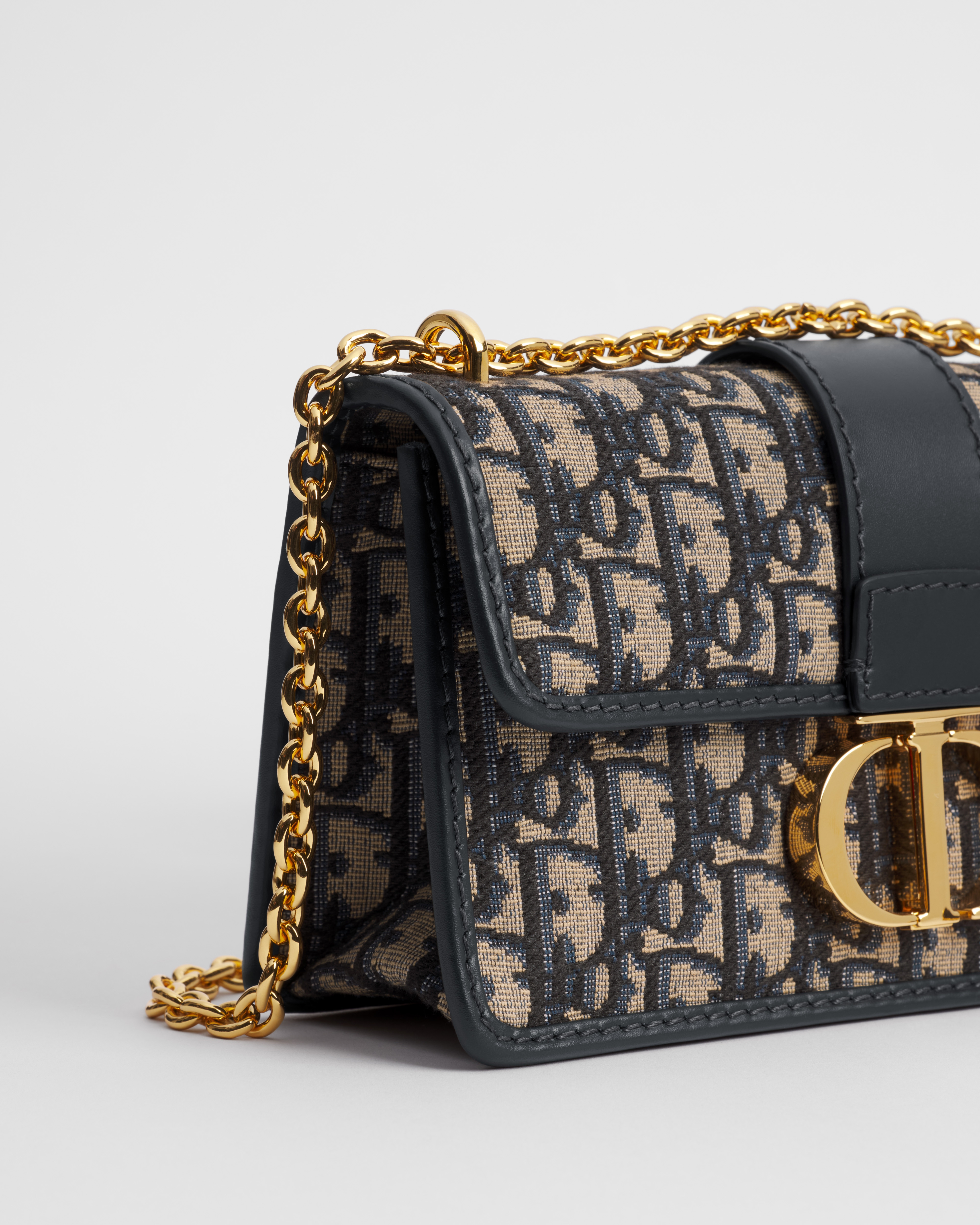 30 Montaigne East-West Bag with Chain Blue Dior Oblique Jacquard E10