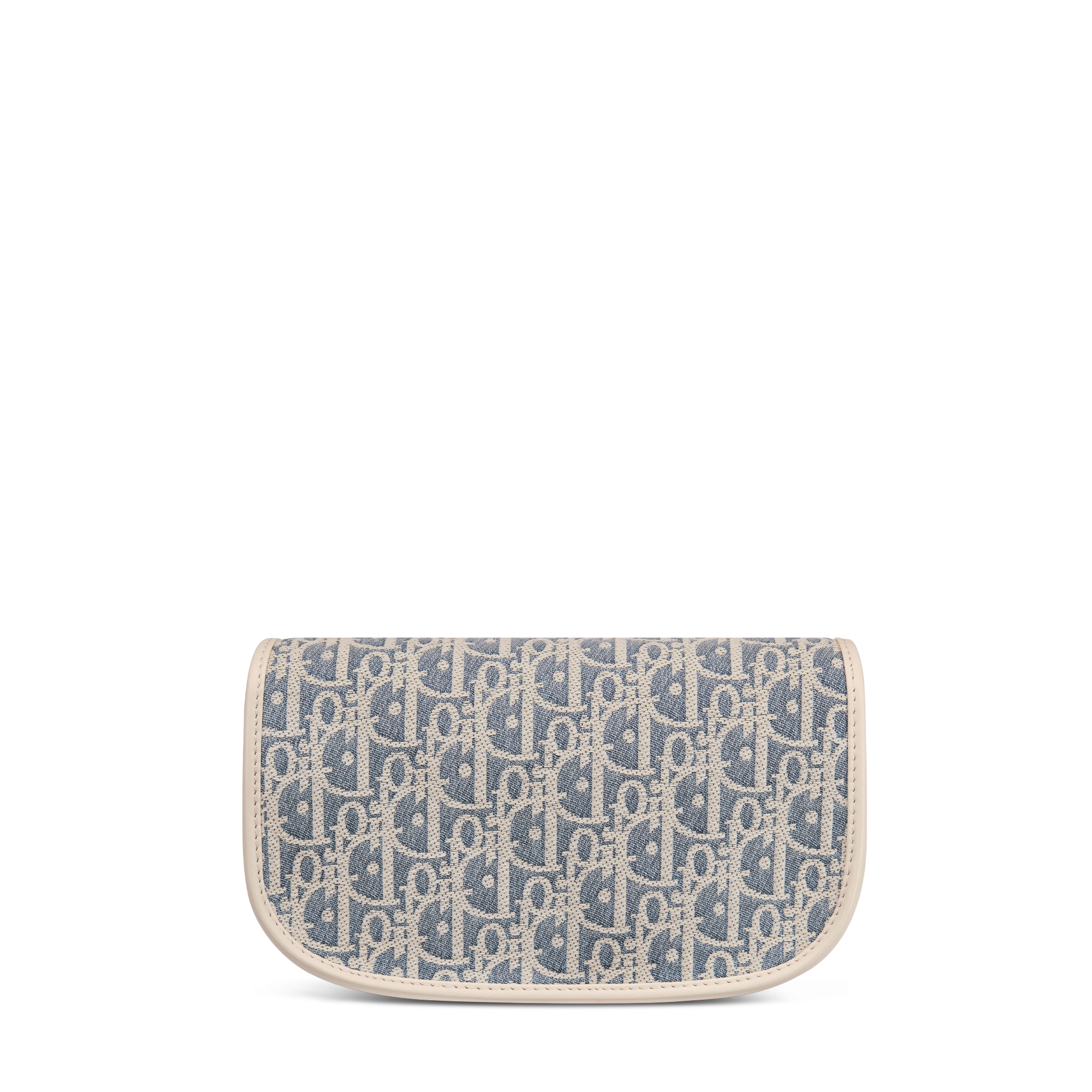 Sac East-West Dior Bobby Tissu Chambray avec effet raphia Dior Oblique bleu et cuir de veau lisse couleur biscuit clair E08