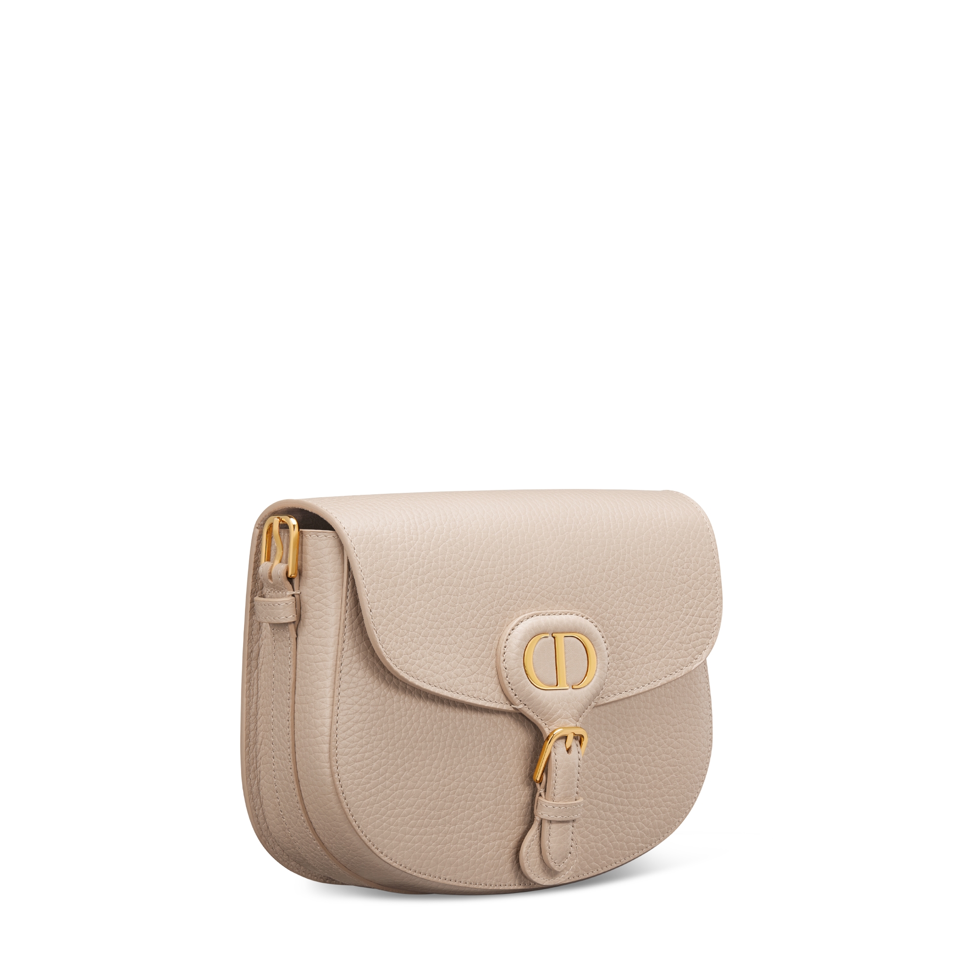 Middelgrote Dior Bobby-tas Poederbeige generfd kalfsleer E03