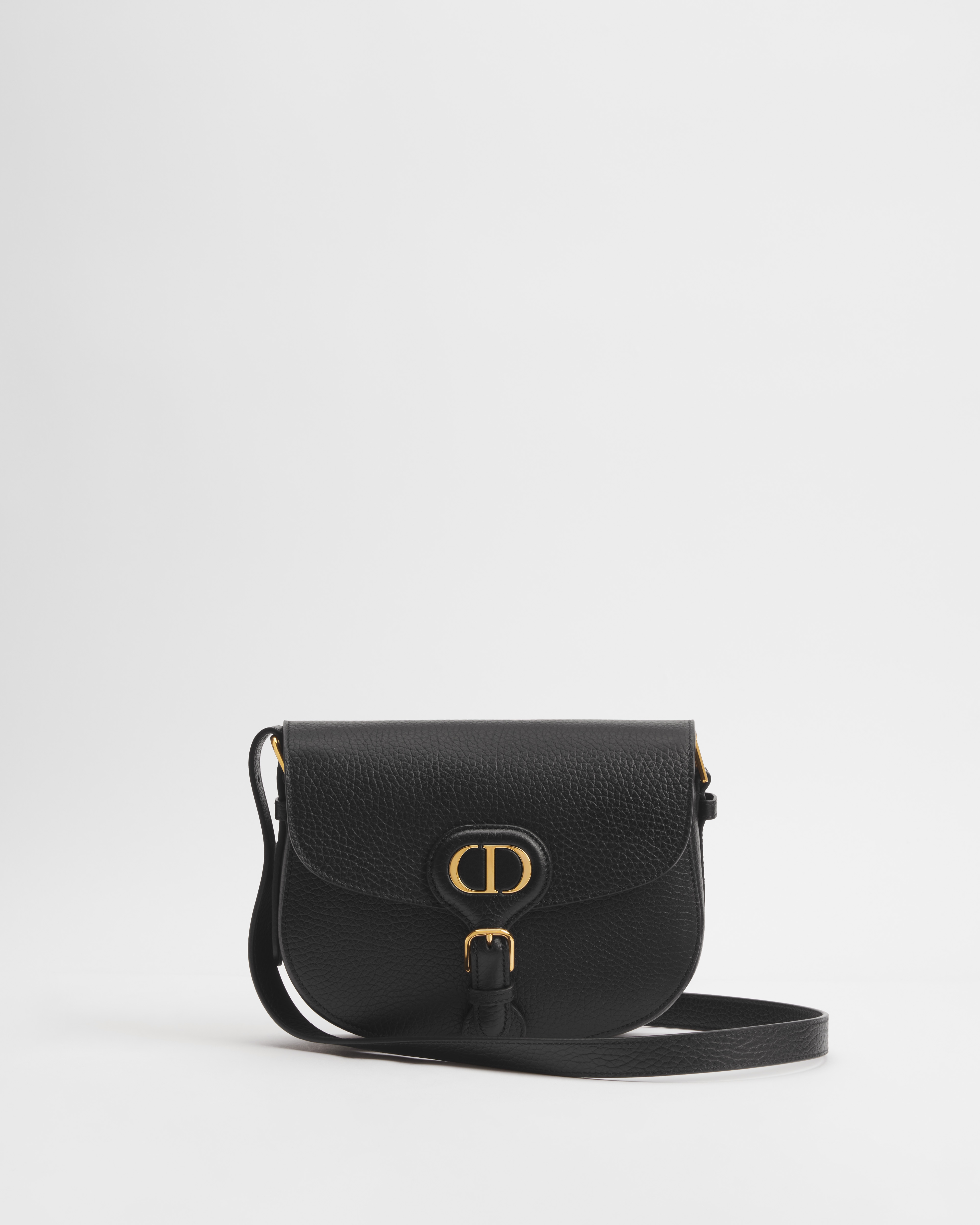 Mittelgroße Dior Bobby Tasche Genarbtes Kalbsleder in Schwarz E01