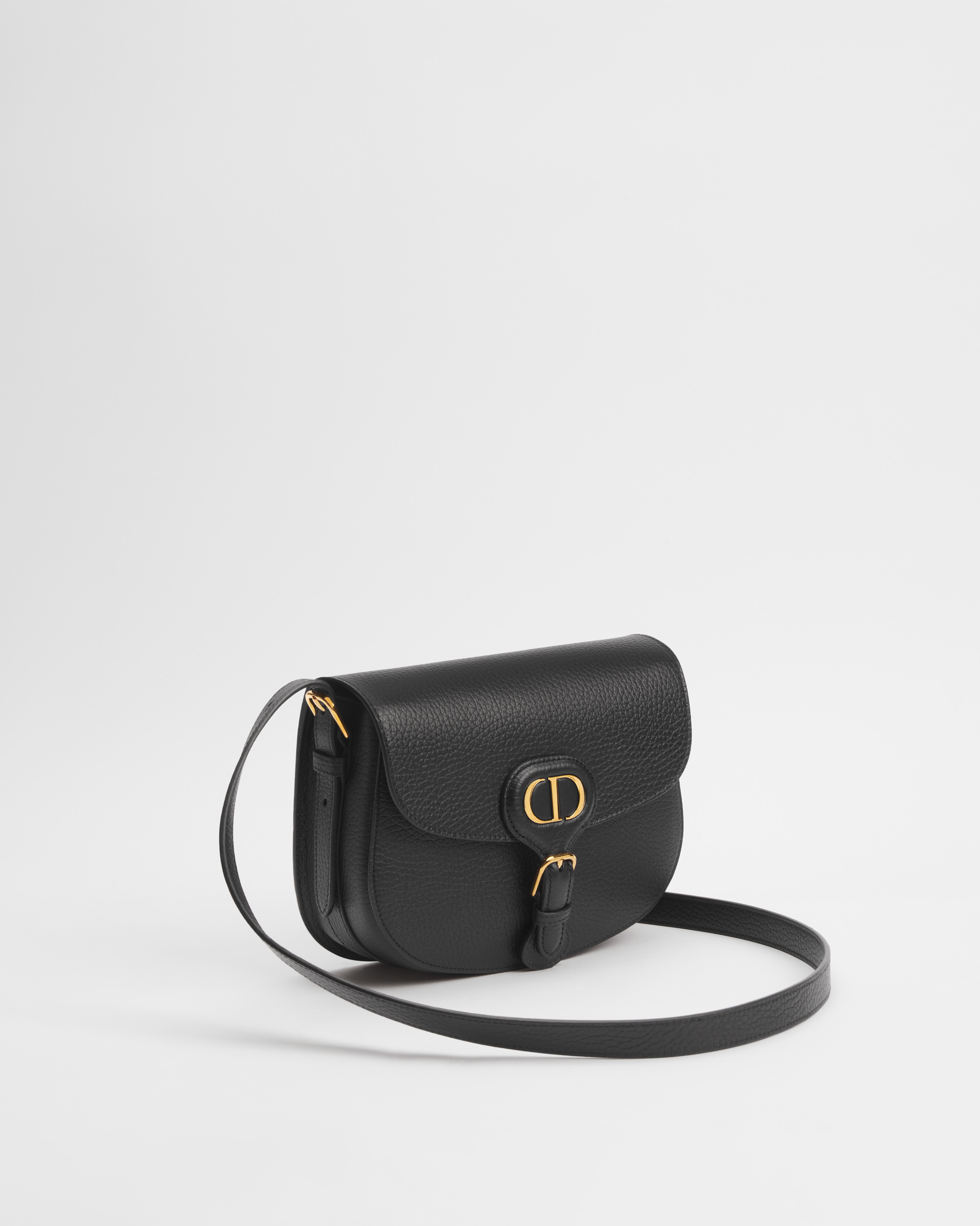 Mittelgroße Dior Bobby Tasche Genarbtes Kalbsleder in Schwarz E03