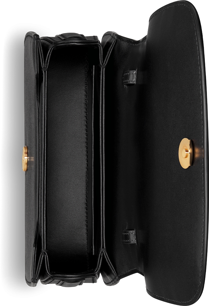 Medium 30 Montaigne Avenue Top Handle Bag Black Ribbed Calfskin | DIOR 