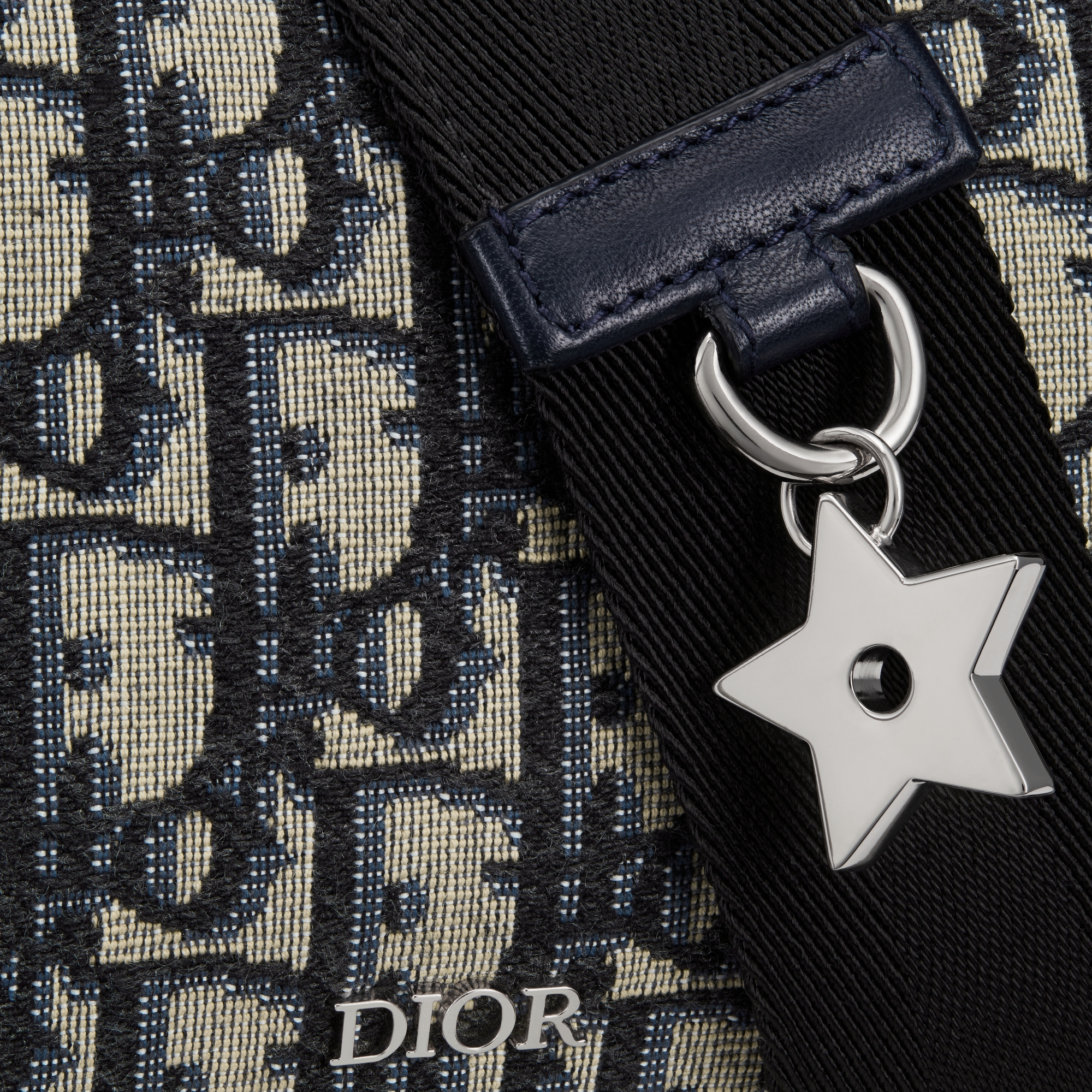 Kids' Small Multifunctional Bag Beige and Black Dior Oblique Jacquard E09