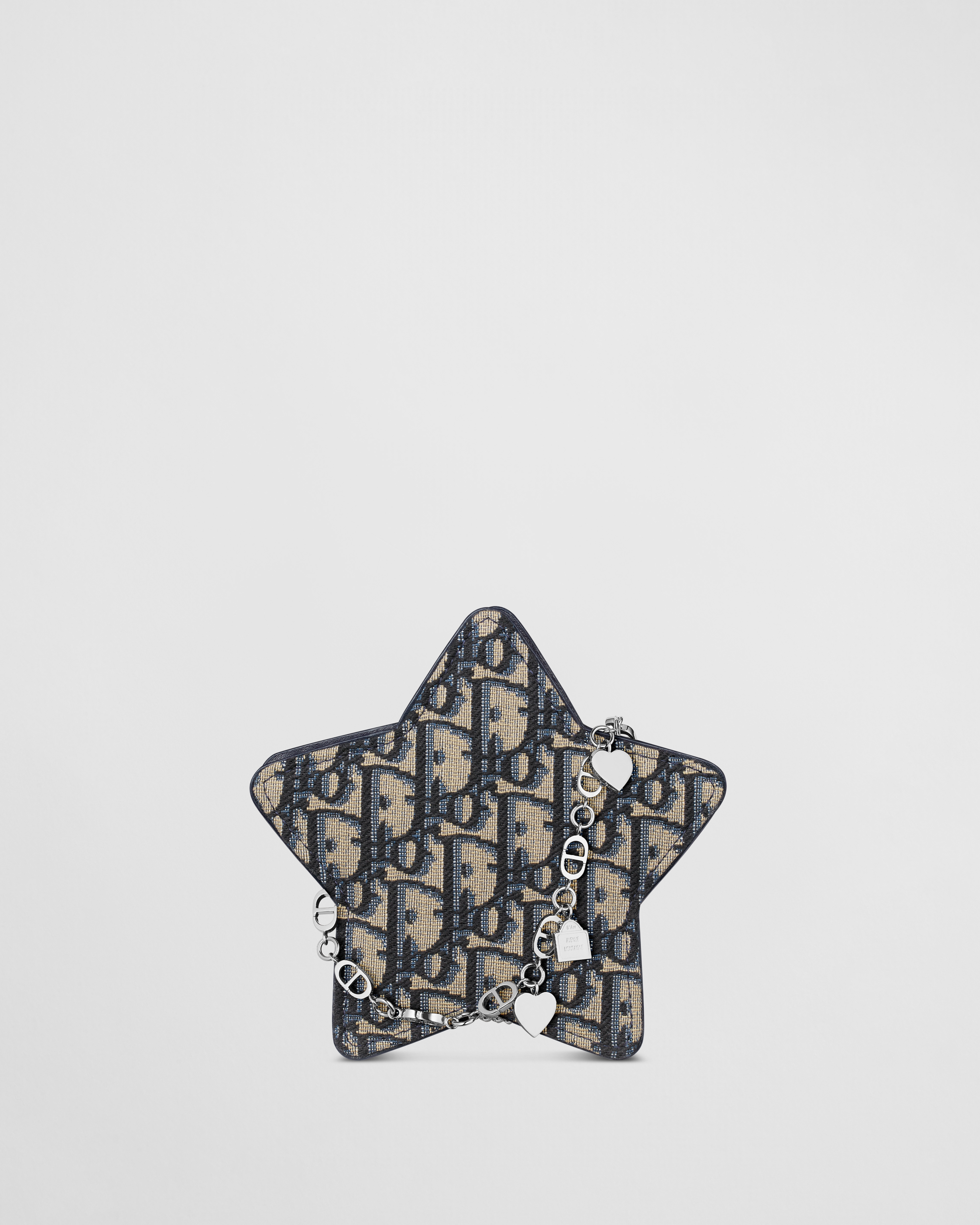 Bolso mini de estrella Dior Kids Dior Oblique en jacquard beige y azul E01