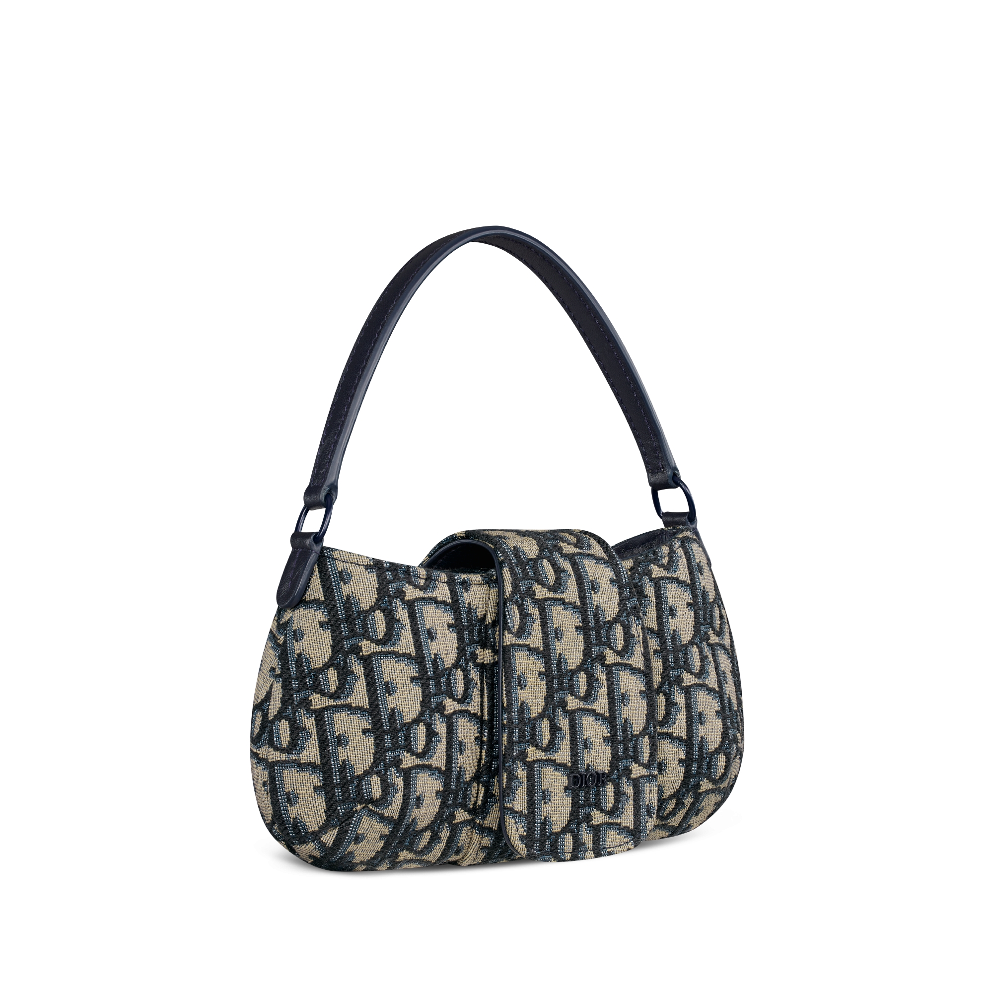 Kids' Bow Bag Beige and Blue Dior Oblique Jacquard E03