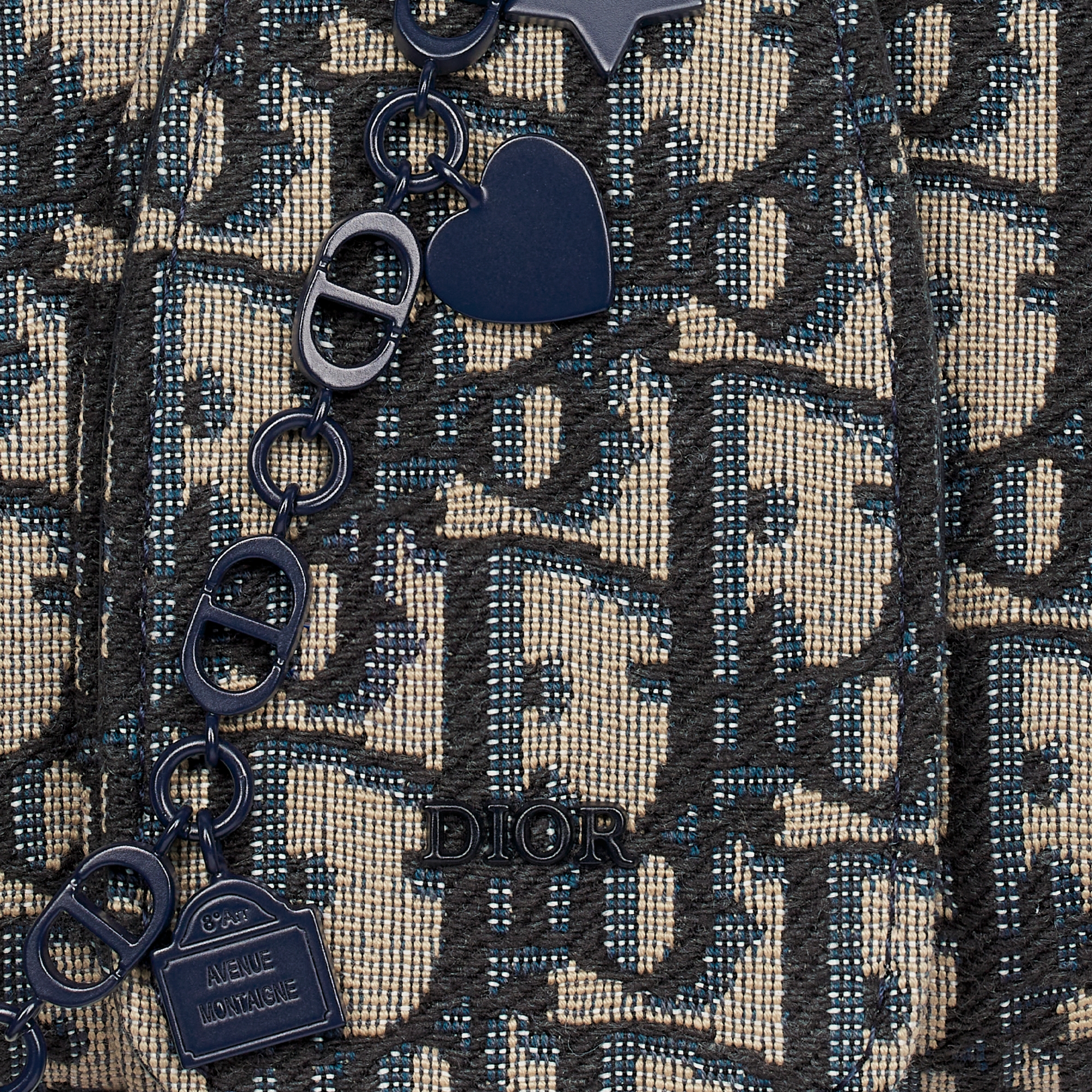 Kids' Bow Bag Beige and Blue Dior Oblique Jacquard E09