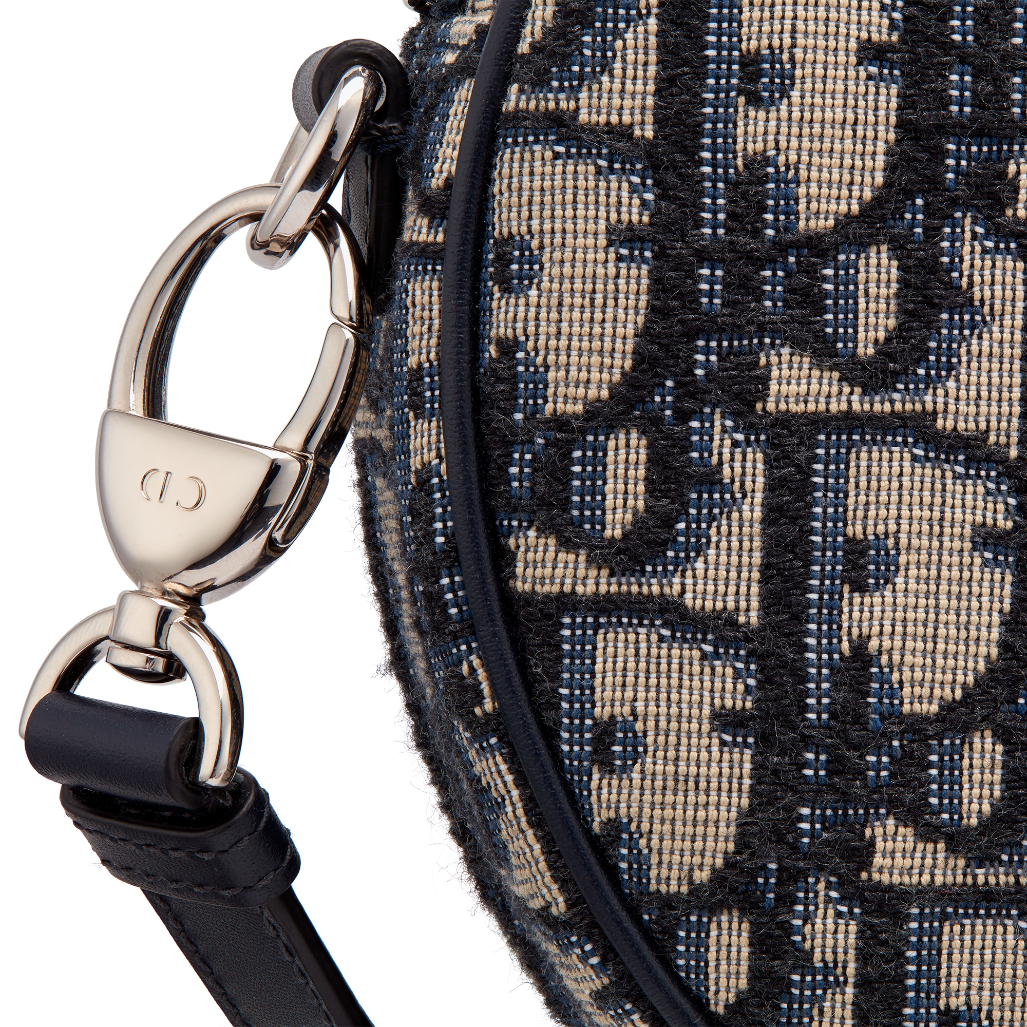 Baby Ball Bag Beige and Black Dior Oblique Jacquard and Blue Calfskin E09