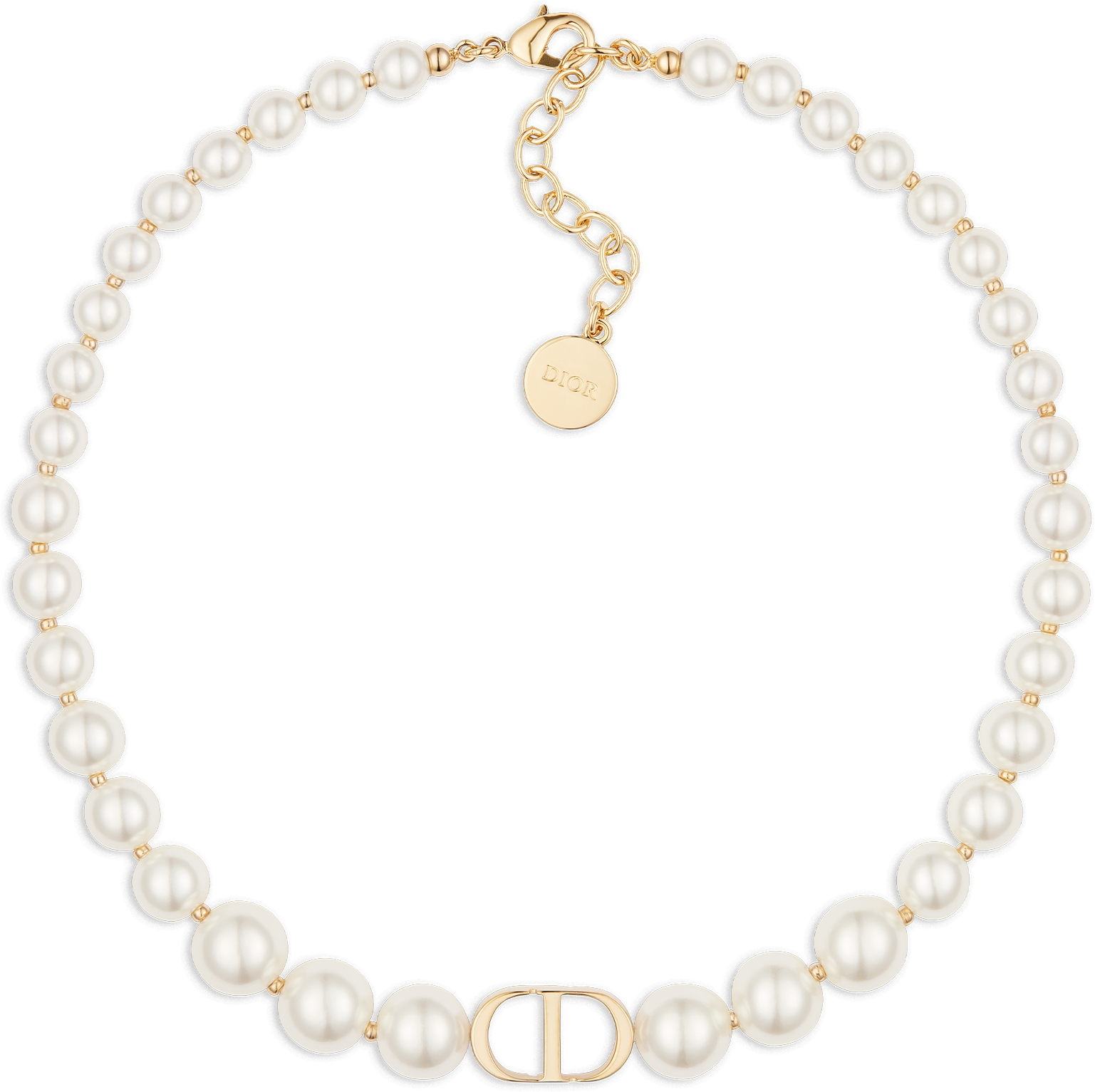 30 Montaigne Choker Gold Finish Metal and White Resin Pearls DIOR