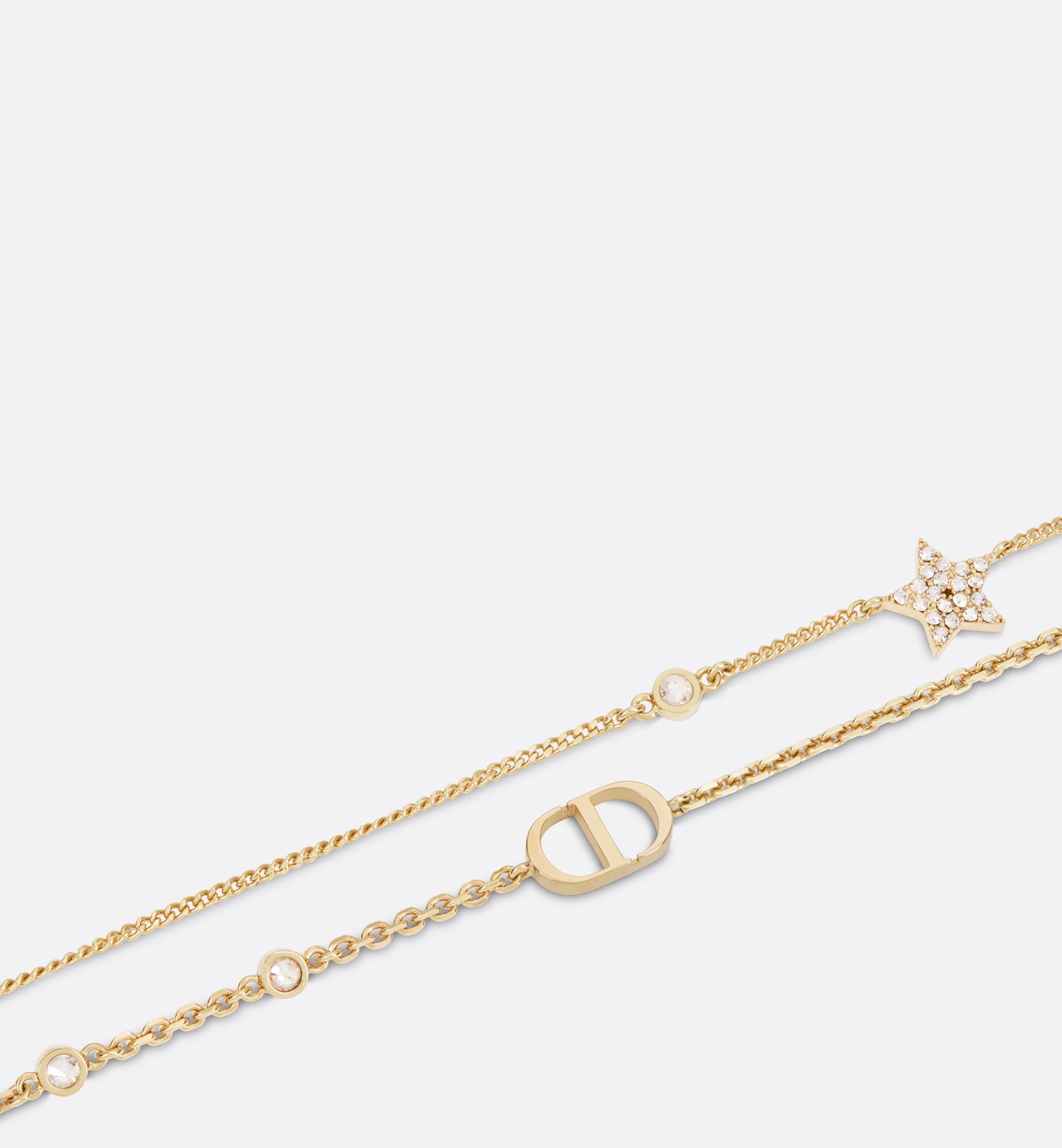 Petit CD Double Necklace Gold-Finish Metal and White Petit CD Double Necklace Gold-Finish Metal and White