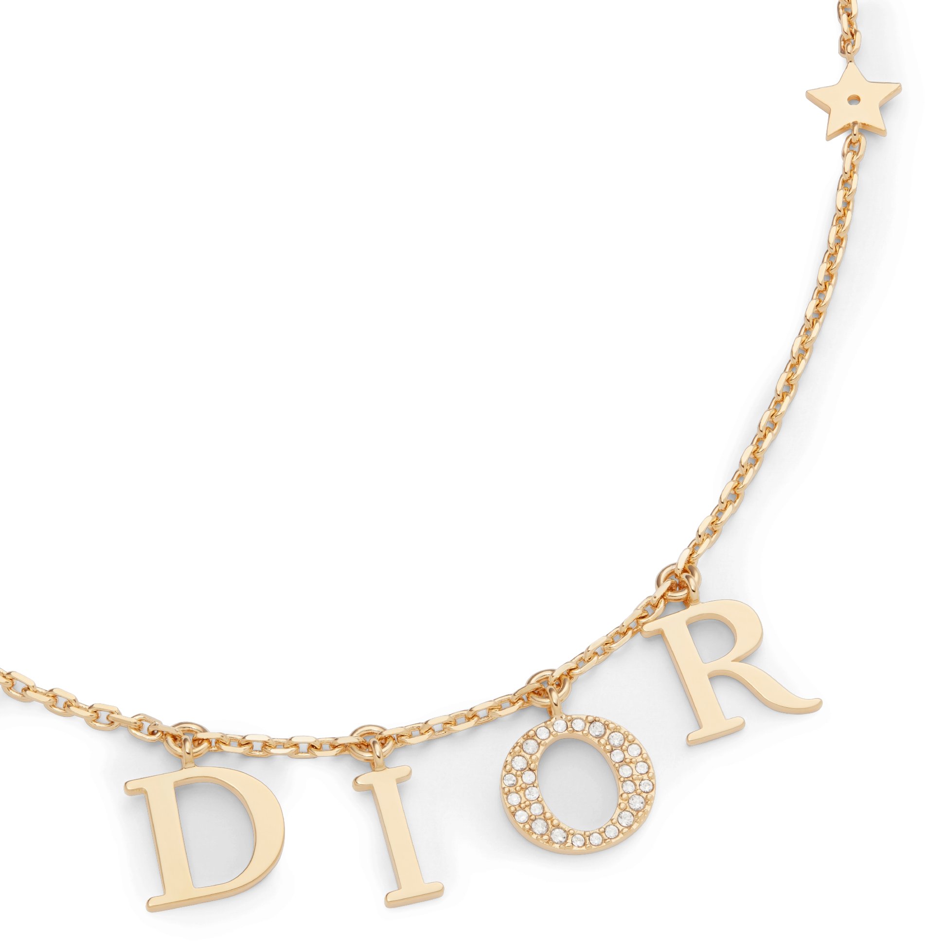 DIOR Dio evolution Necklace Gold Finish Metal And White Crystals Women