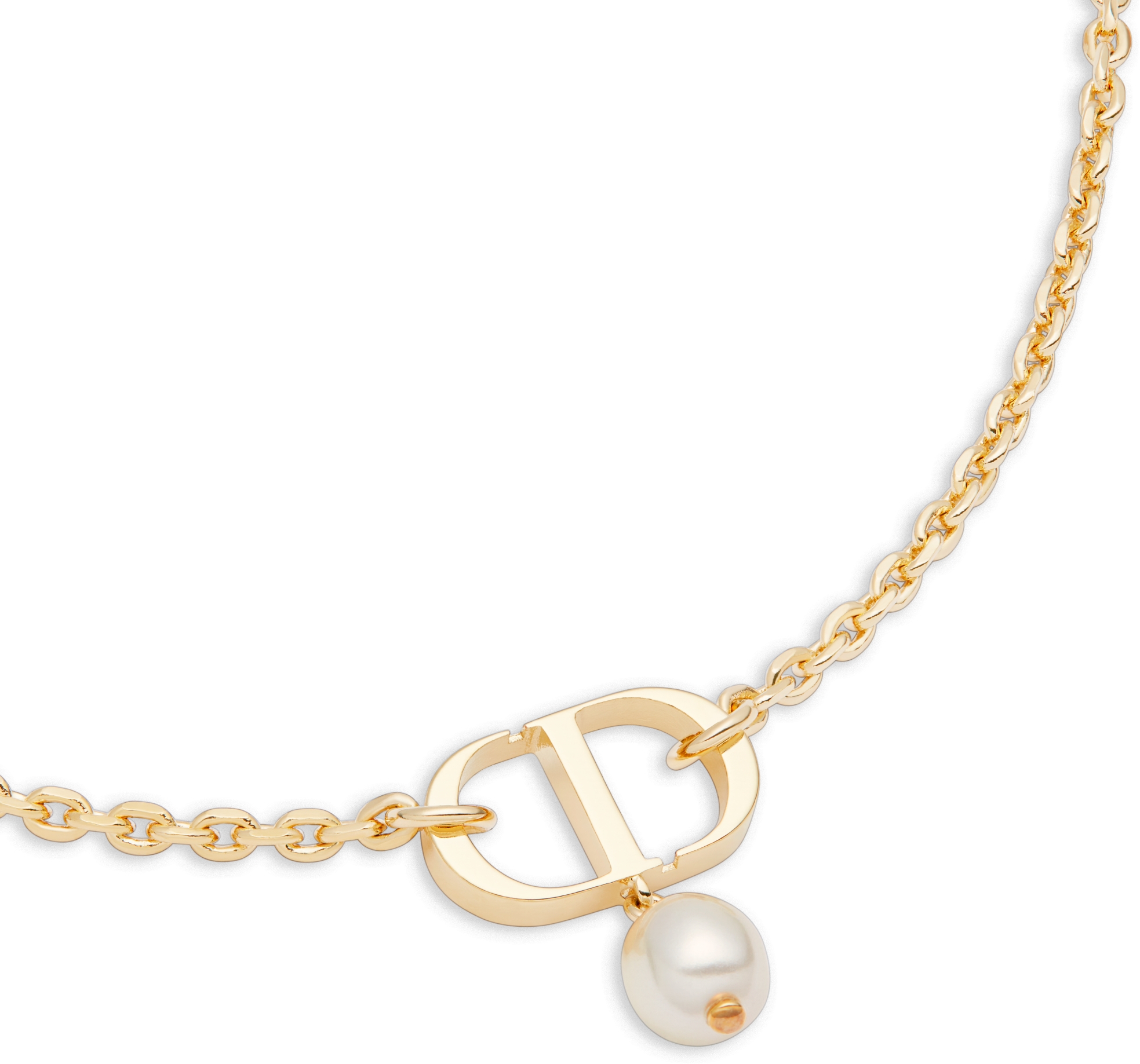 Petit CD Necklace Gold-Finish Metal with a White Resin Pearl | DIOR