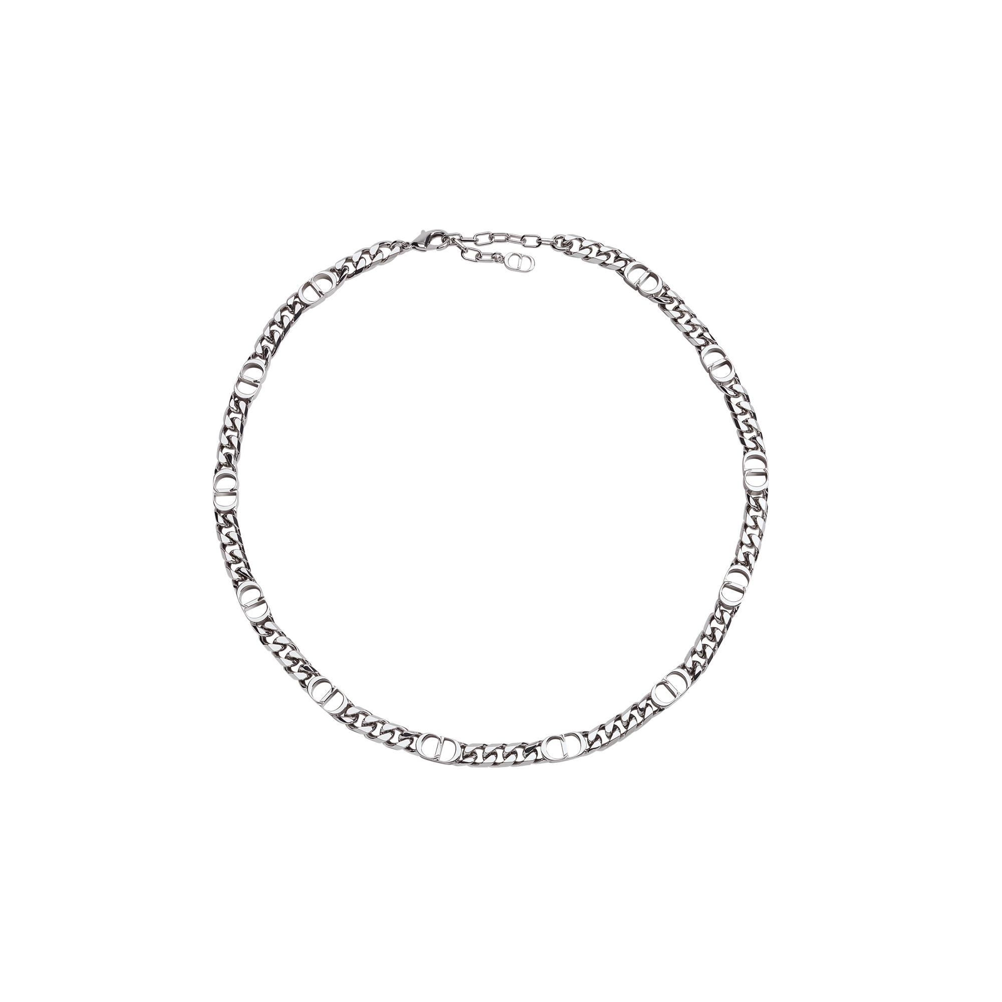 CD Icon Thin Chain Link Necklace Silver-Finish Brass E01
