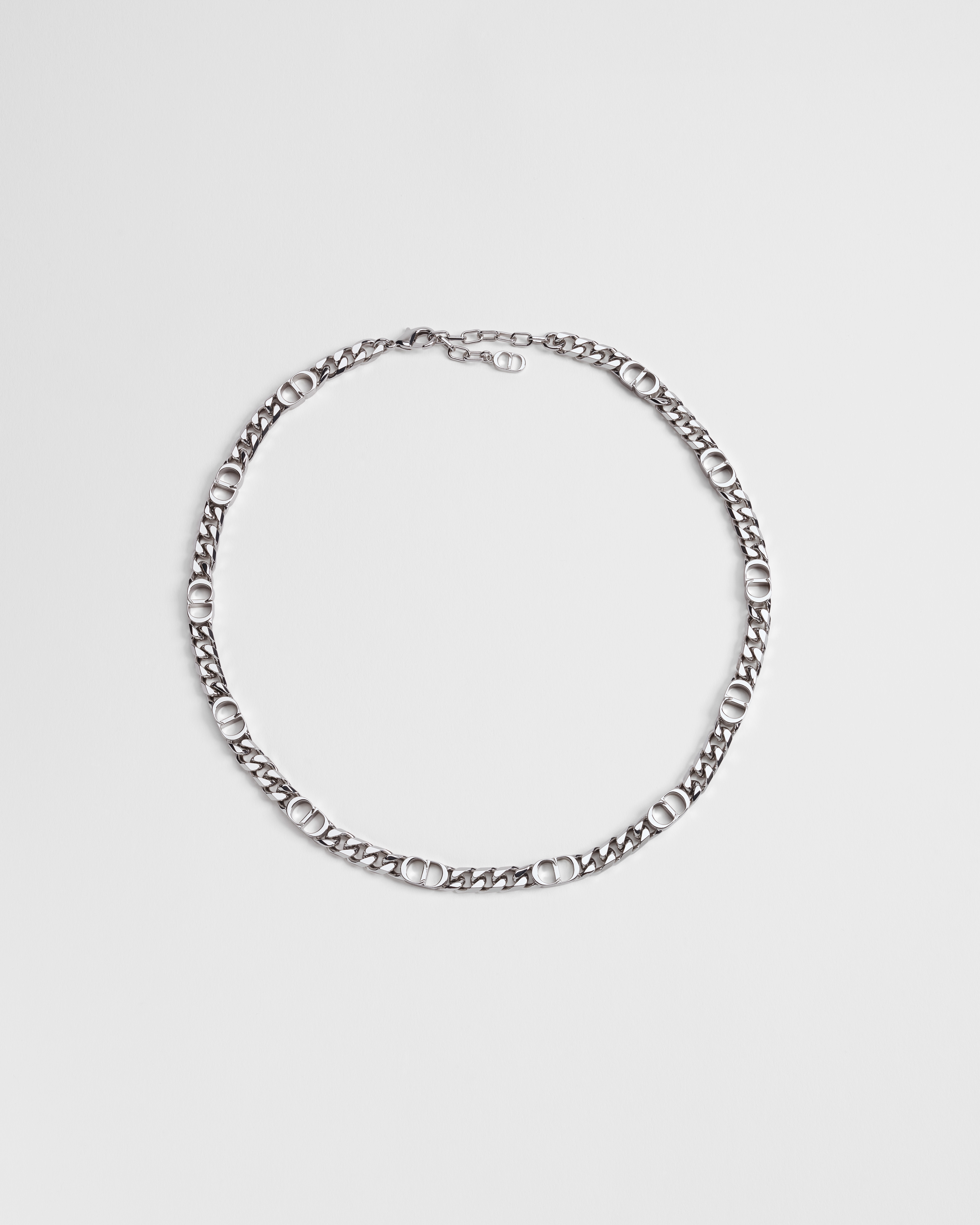 CD Icon Thin Chain Link Necklace Silver-Finish Brass E01