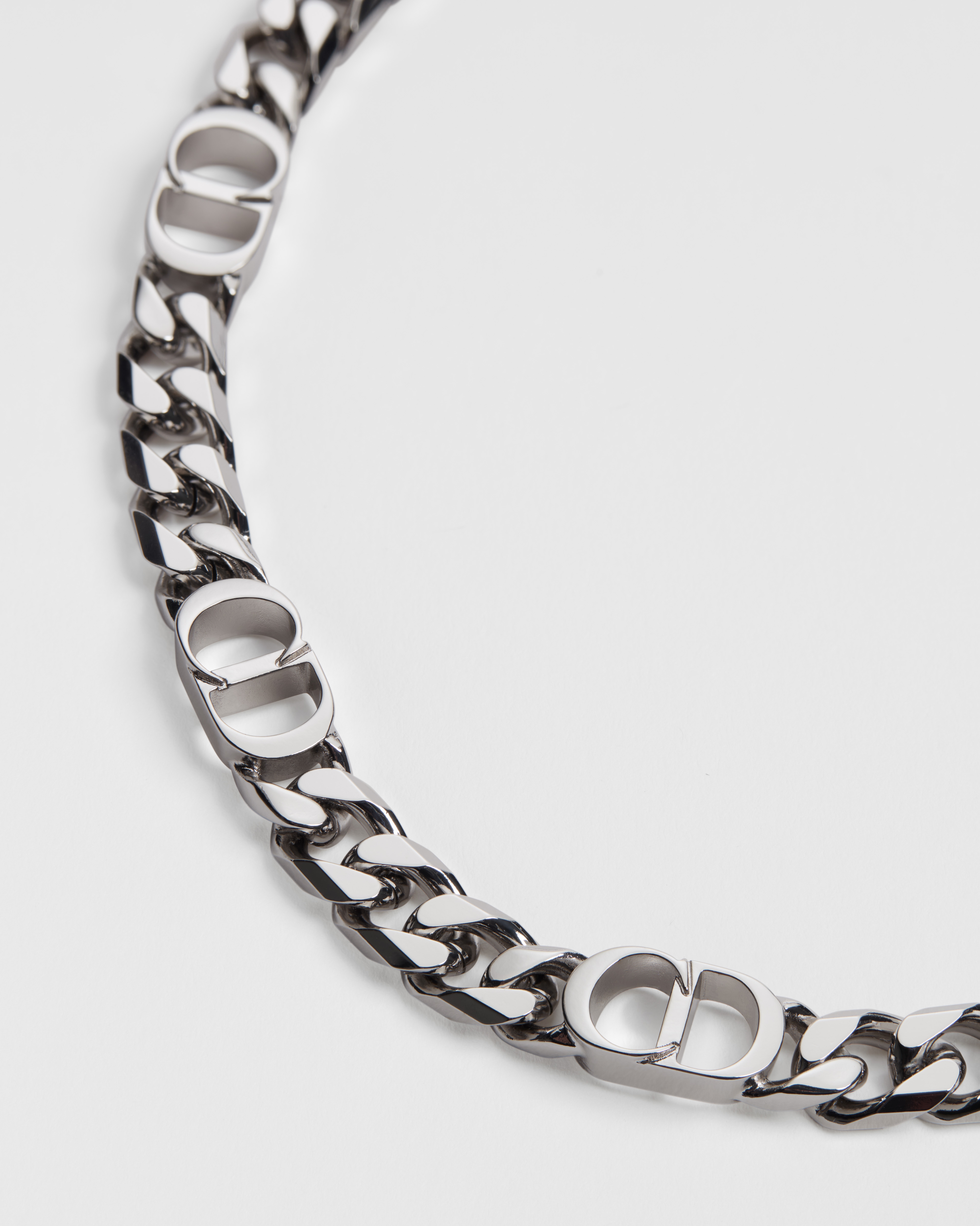 CD Icon Thin Chain Link Necklace Silver-Finish Brass E09