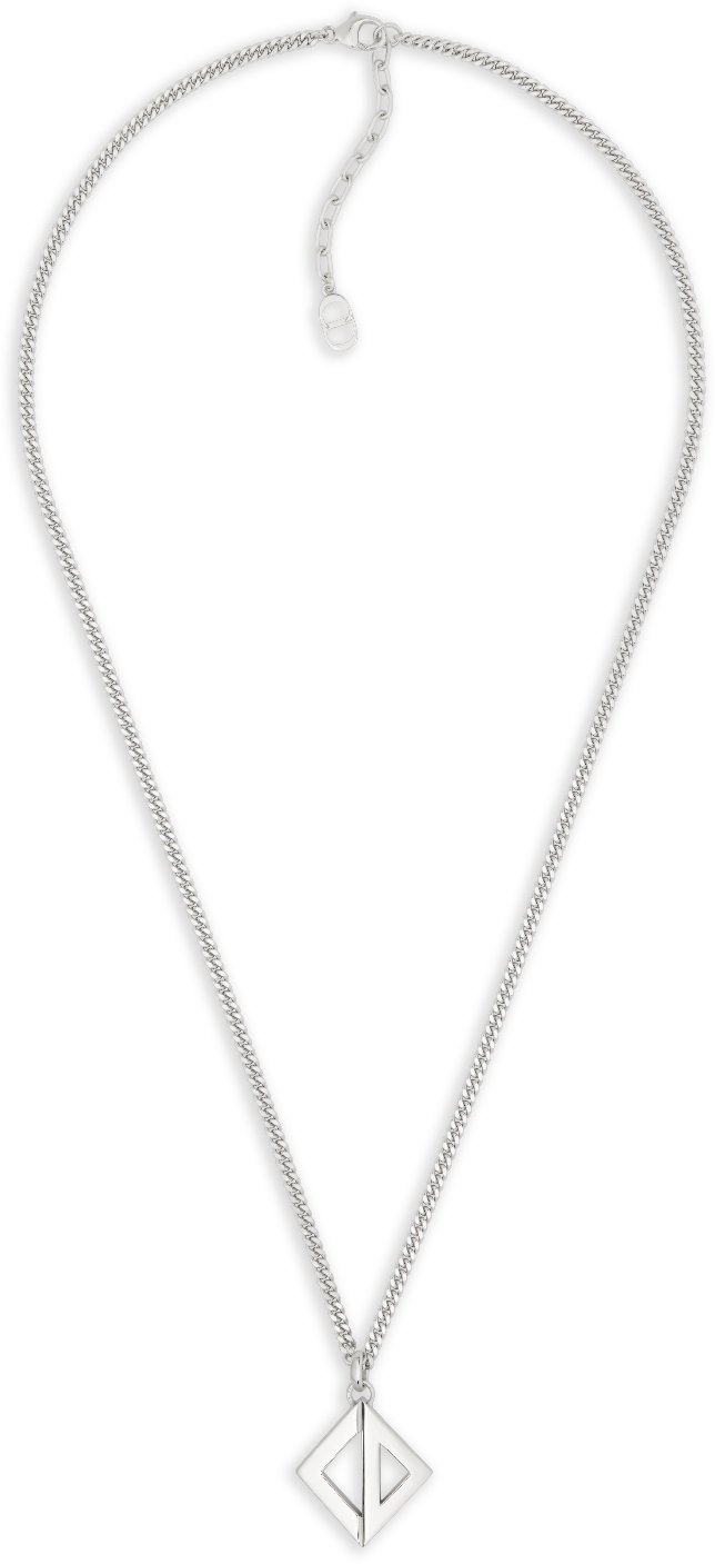 CD Diamond Pendant Necklace Silver DIOR