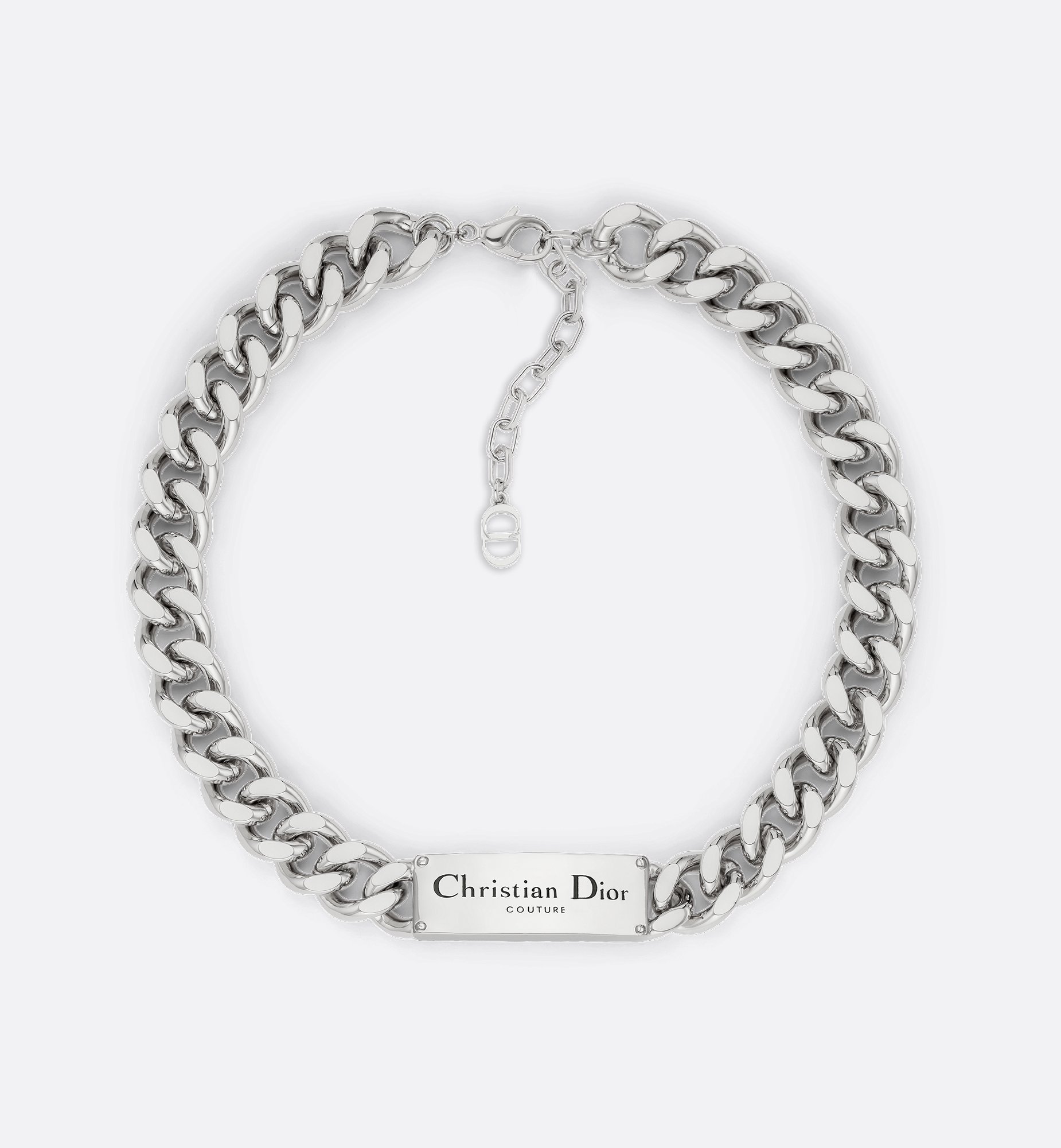 Christian Dior Couture Chain Link Necklace Silver-Finish Christian Dior Couture Chain Link Necklace Silver-Finish