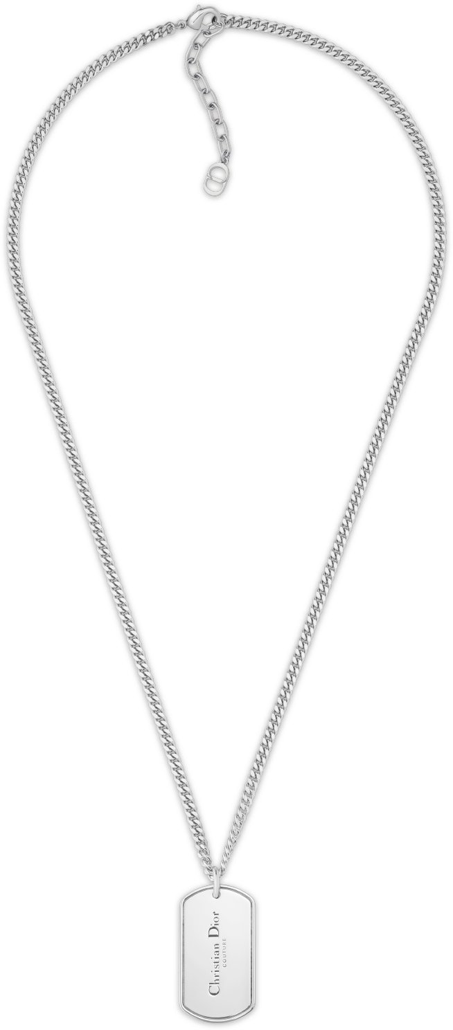 Dior engraved tag pendant necklace cheap