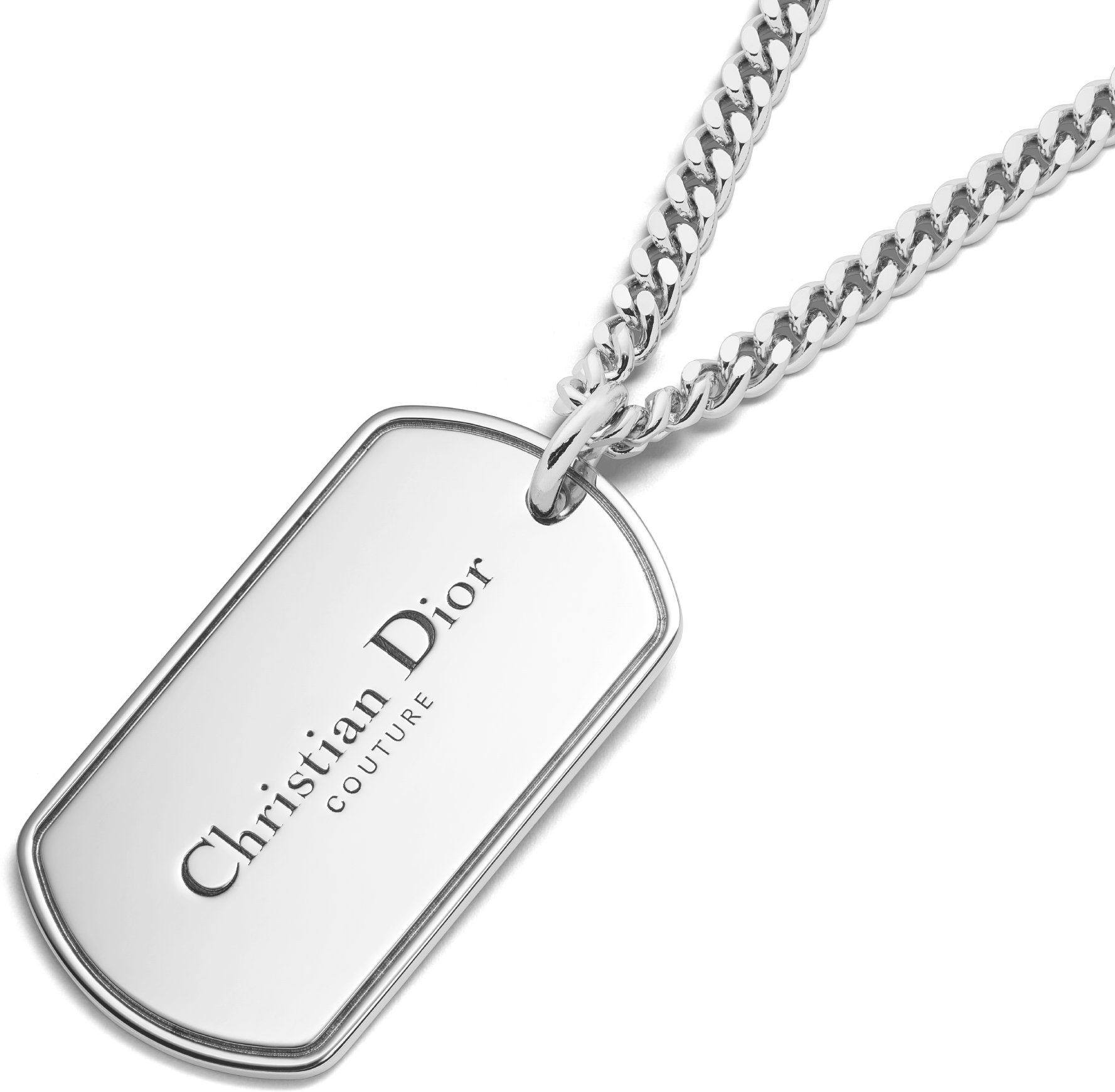 CD Couture Plate Pendant Necklace Silver Finish Brass DIOR