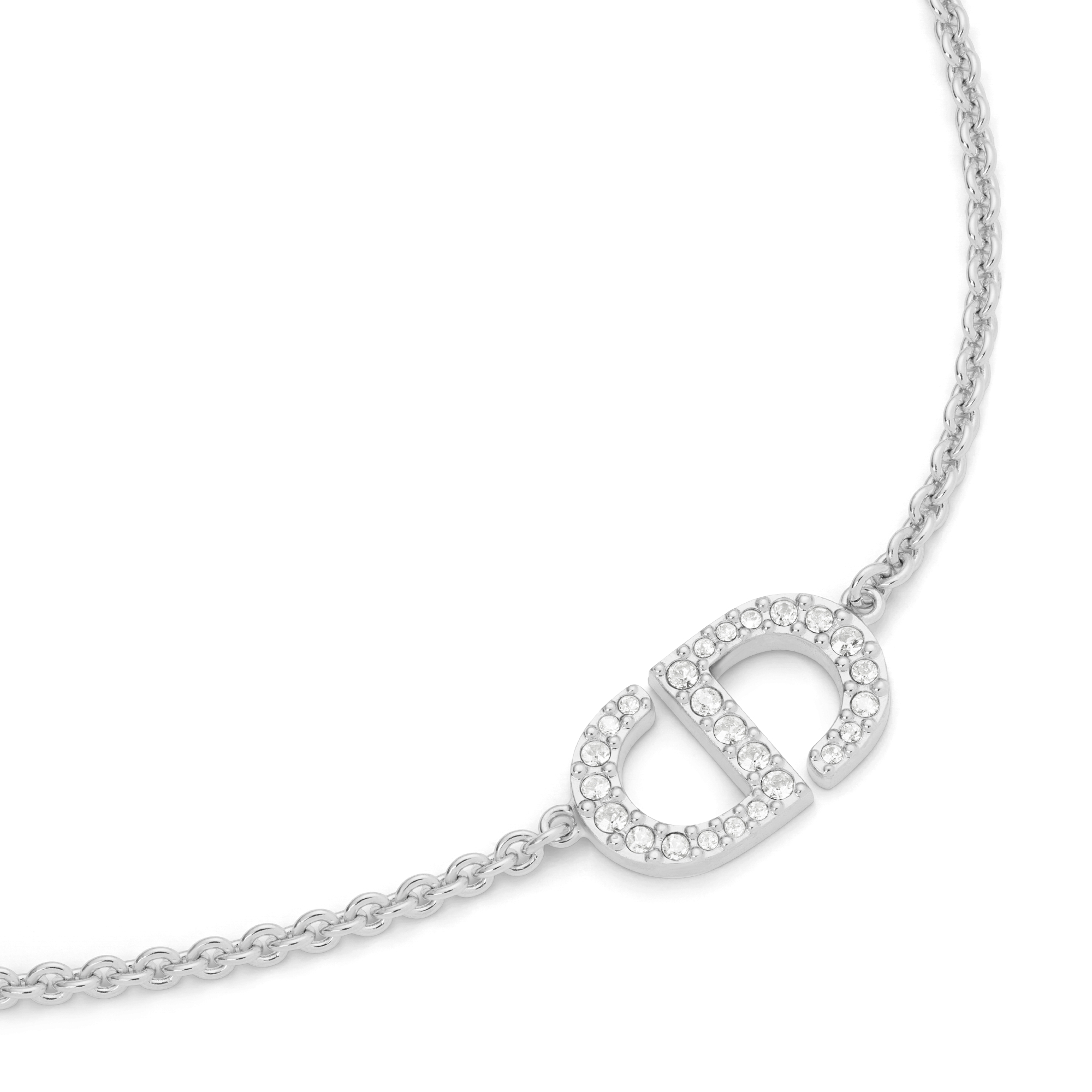 Collier Petit CD Métal finition argentée et cristaux étincelants E09