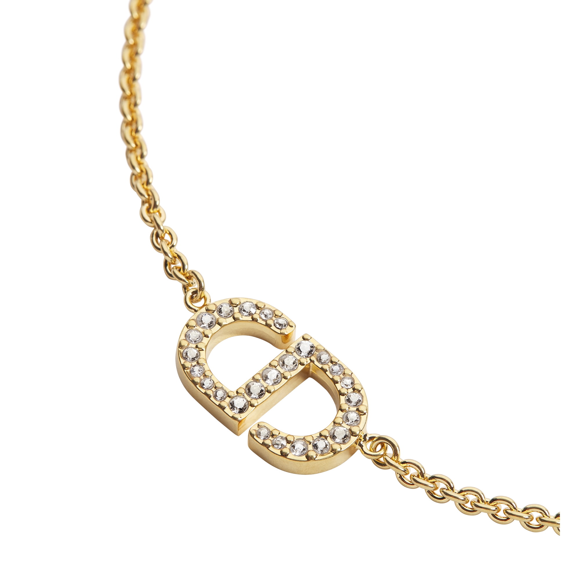 Petit CD Necklace Gold-Finish Metal and Silver-Tone Crystals E09