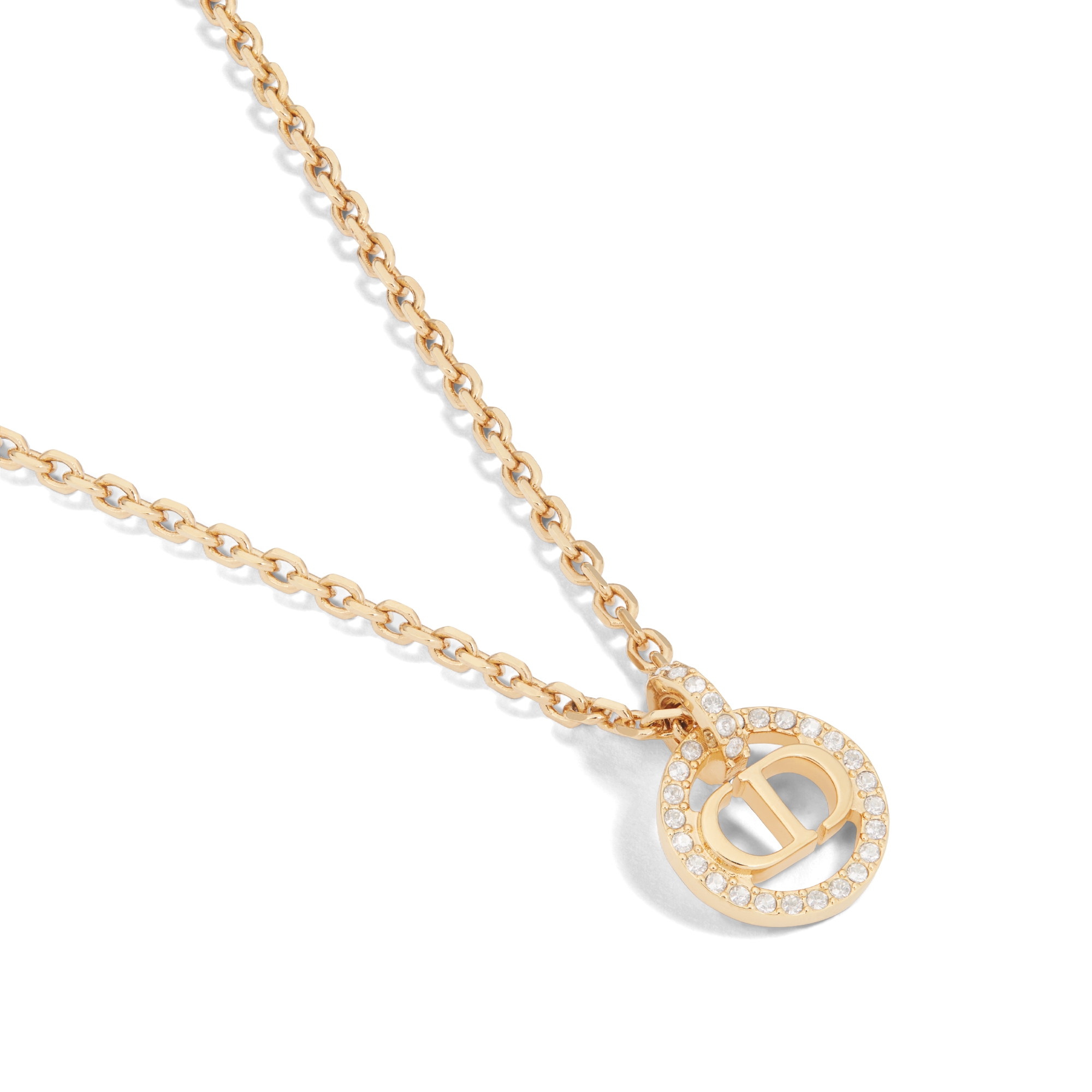 Petit CD-ketting Metaal met goudkleurige afwerking en zilverkleurige kristallen E09